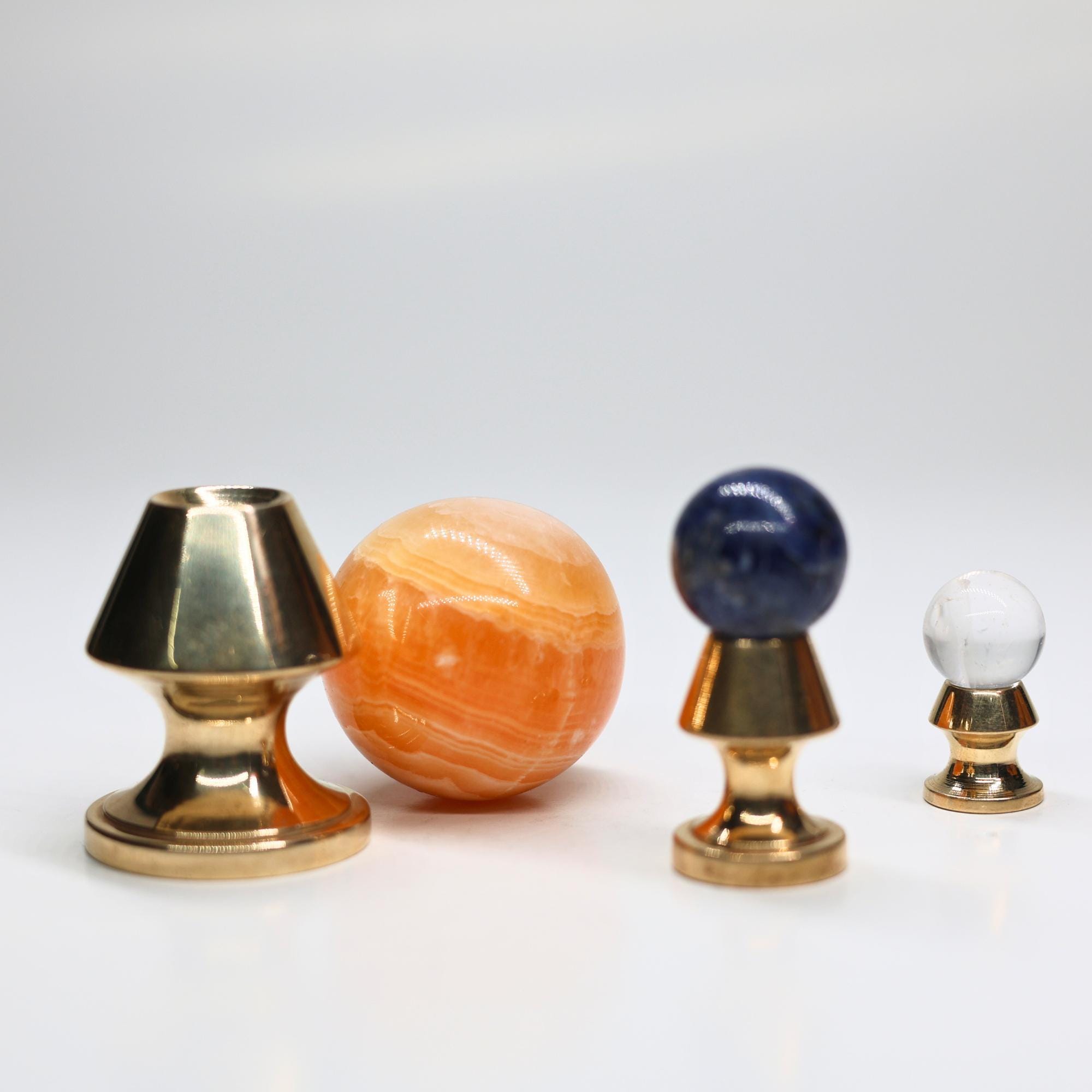 Sun, Earth and Moon Gemstone Set on Brass Stands  Sodalite & Clear Quartz Spheres view 3