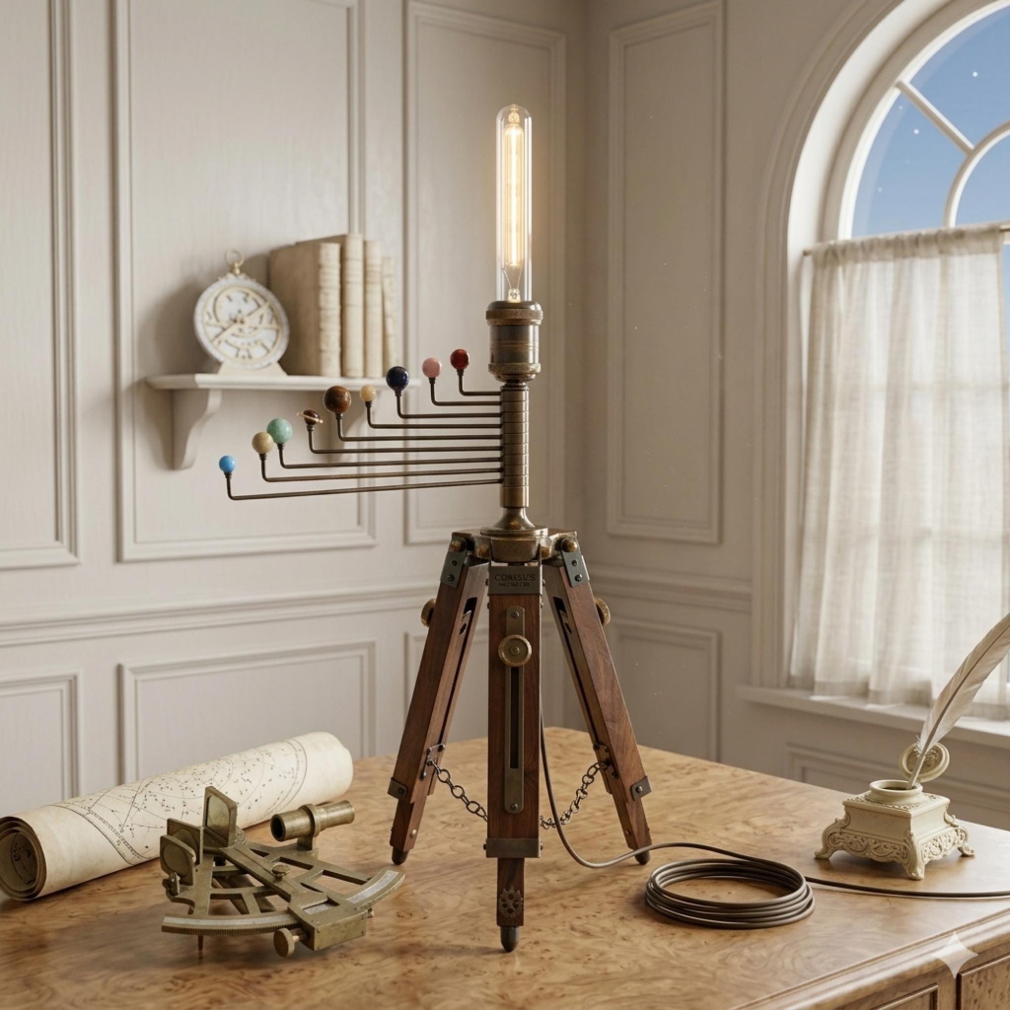 Cosmos Tripod Stand, Lamp with Solar System, Astronomical Lamp, Tripod Lamp view 3