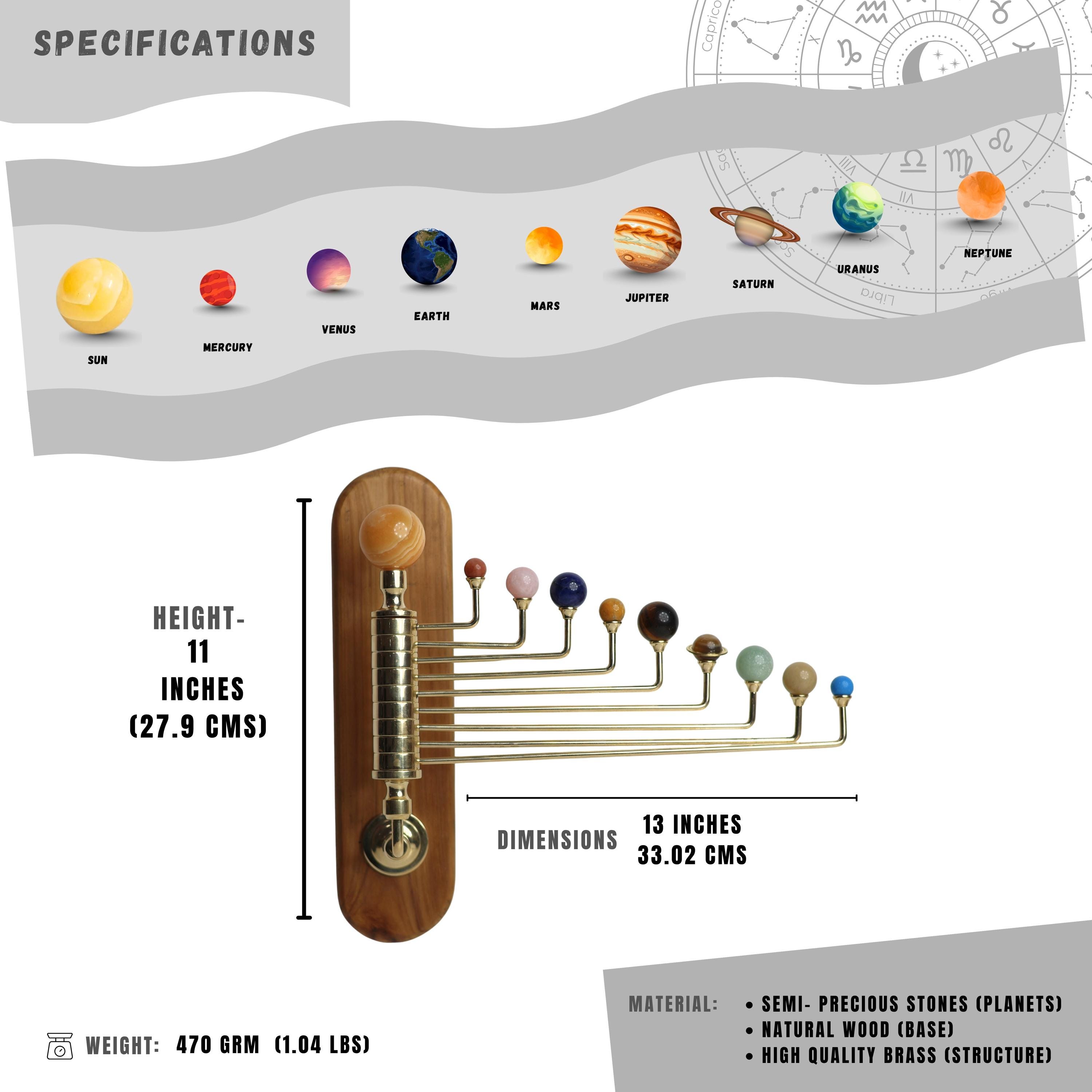Wall Mount Solar System, with Semi-Precious Stones view 3