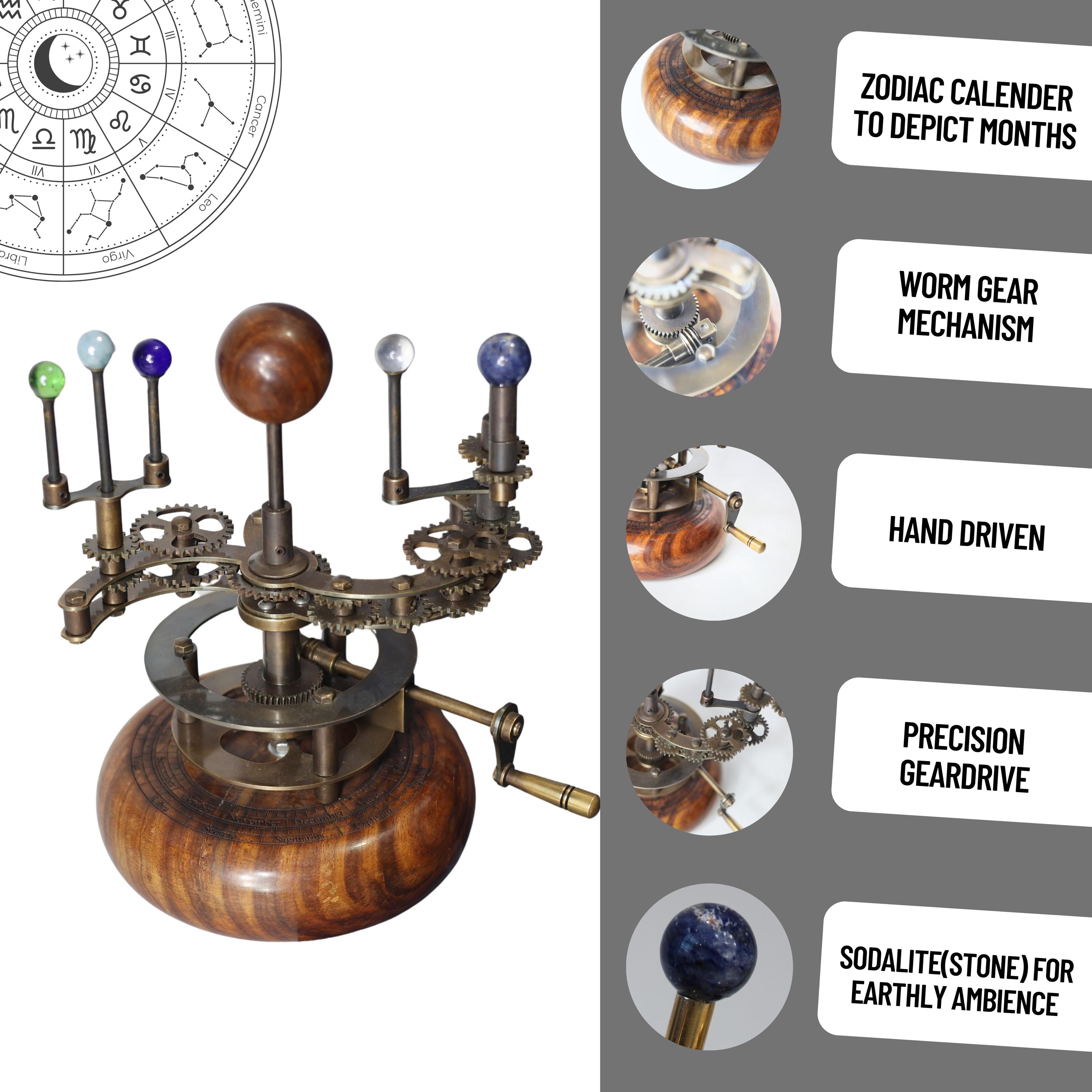 Vintage-Style Brass Solar System Orrery, Shelf view 5