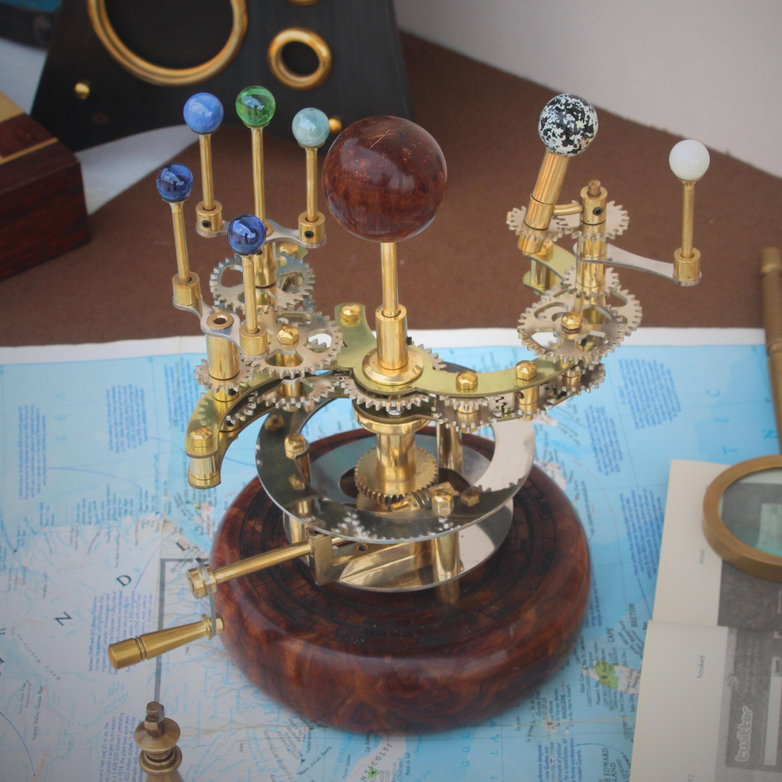 Brass Solar System Orrery, Shelf Display view 4