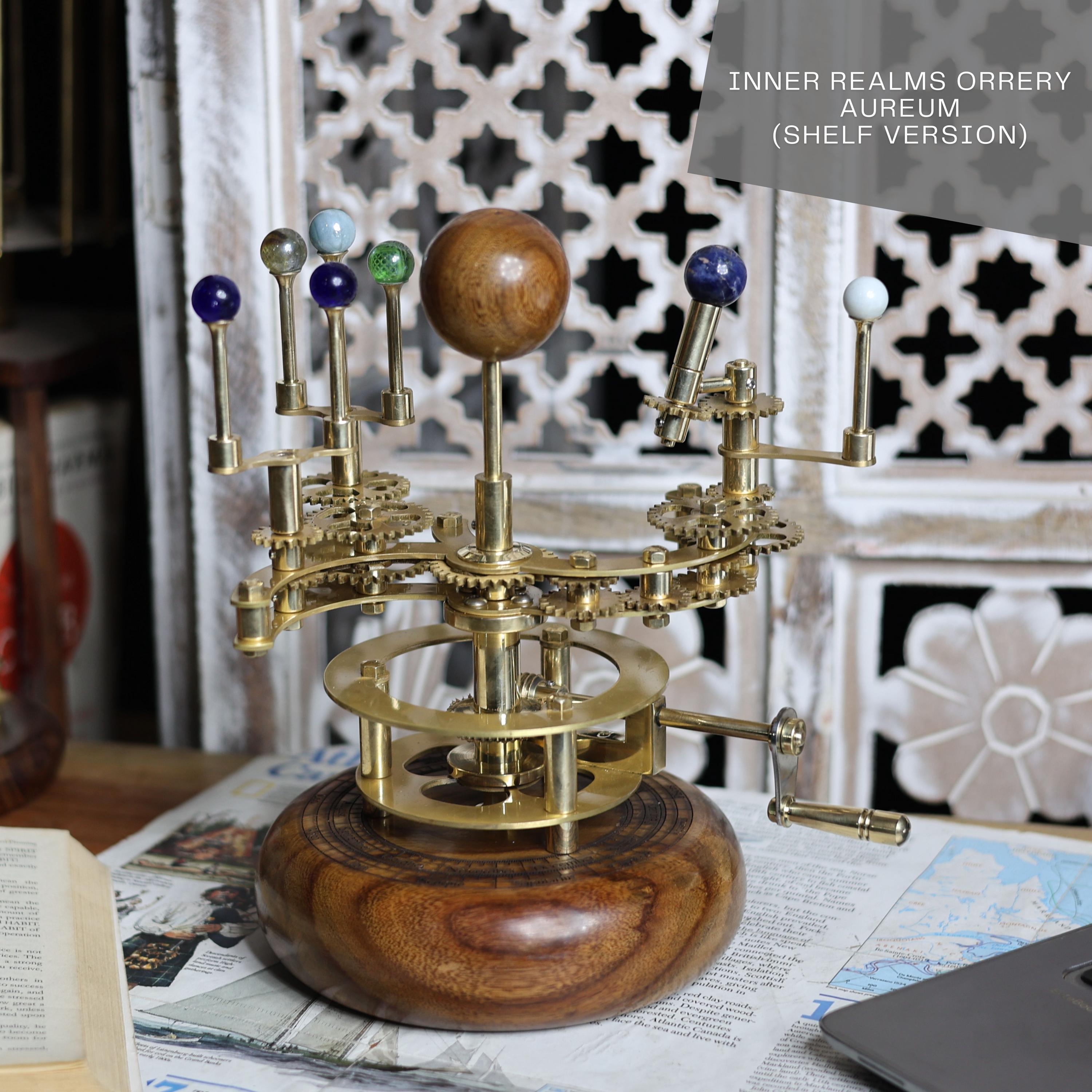 Brass Solar System Orrery, Shelf Display view 3