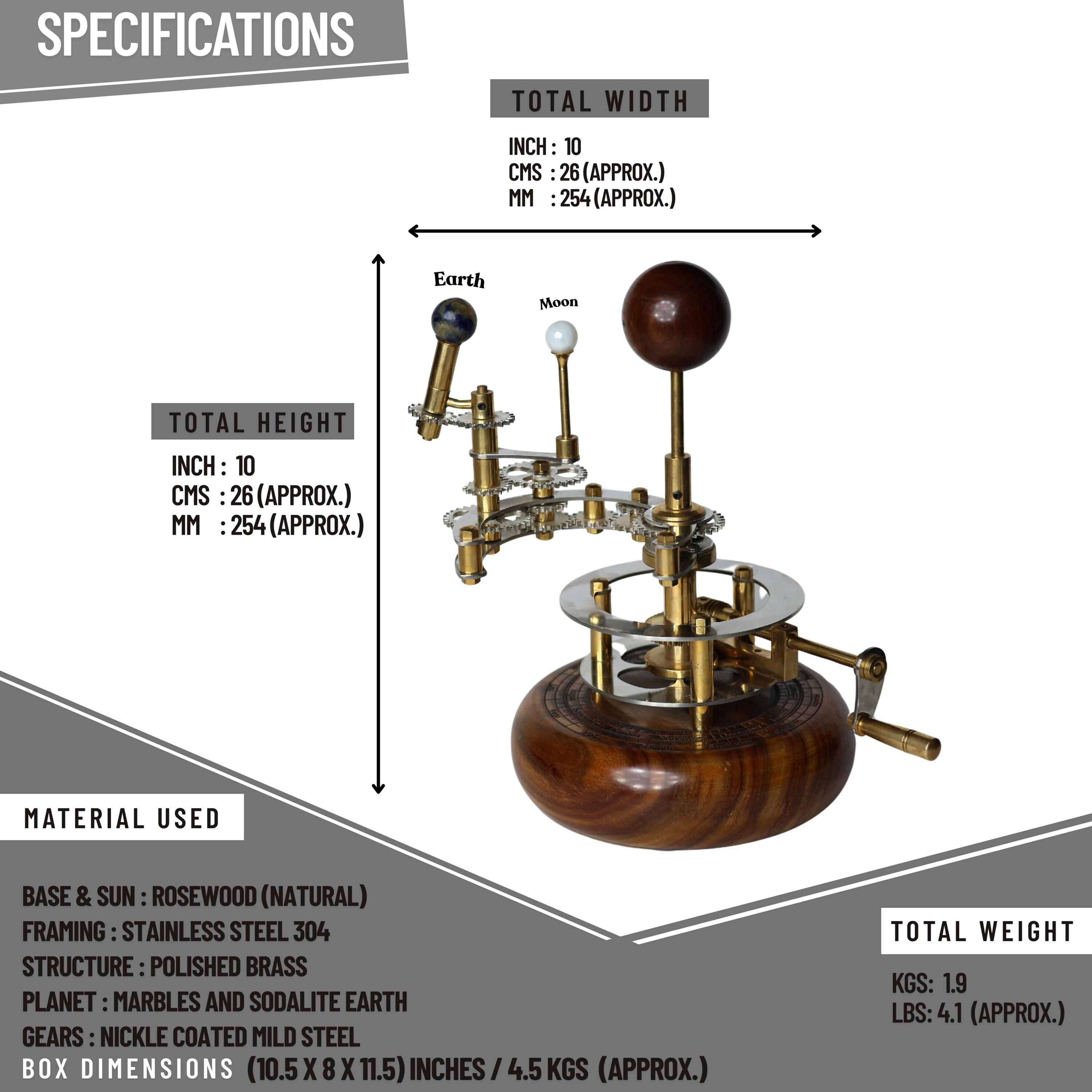 Brass Solar System Orrery, Shelf Display view 3