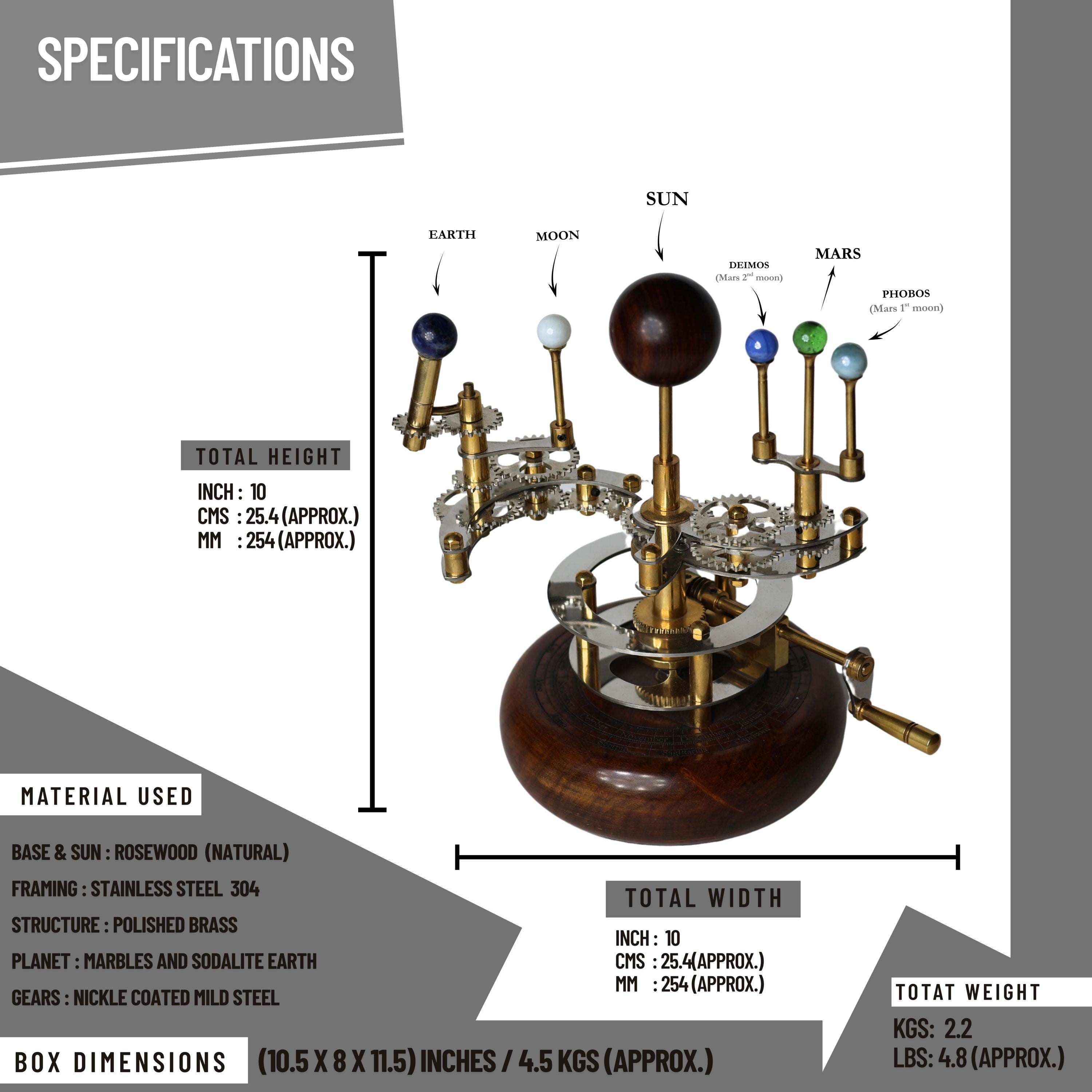 Brass Solar System Orrery, Shelf Display view 6