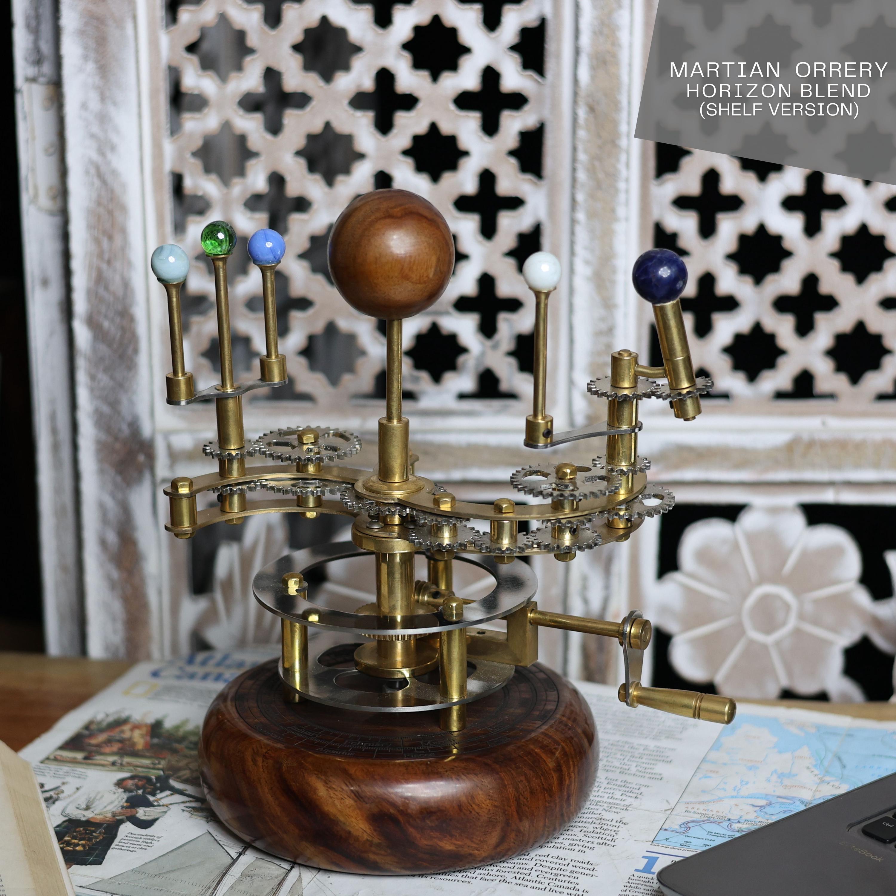 Steampunk-Style Brass Orrery, Shelf Model view 3