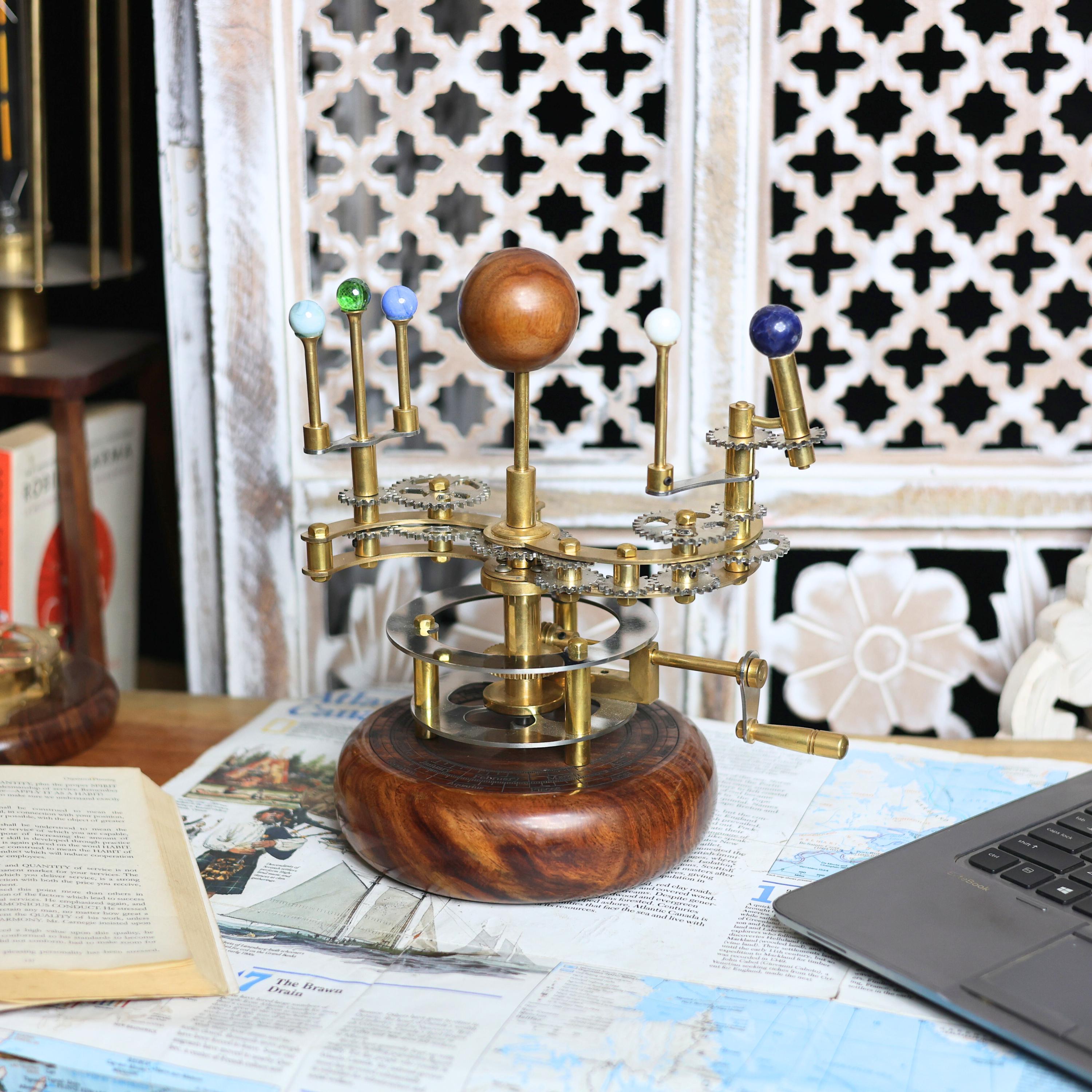 Steampunk-Style Brass Orrery, Shelf Model view 6