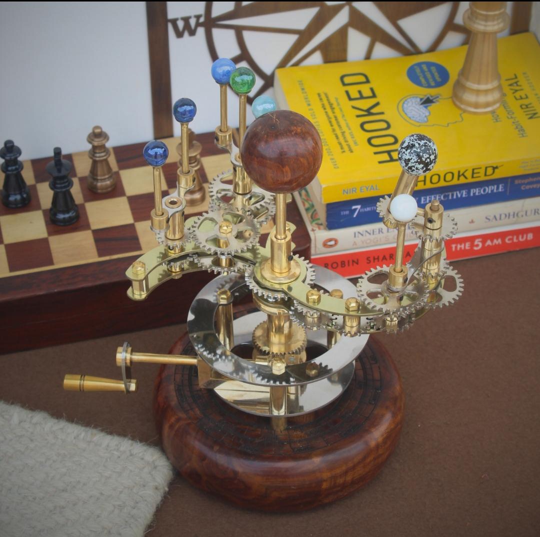 Brass Solar System Orrery, Shelf Display view 2