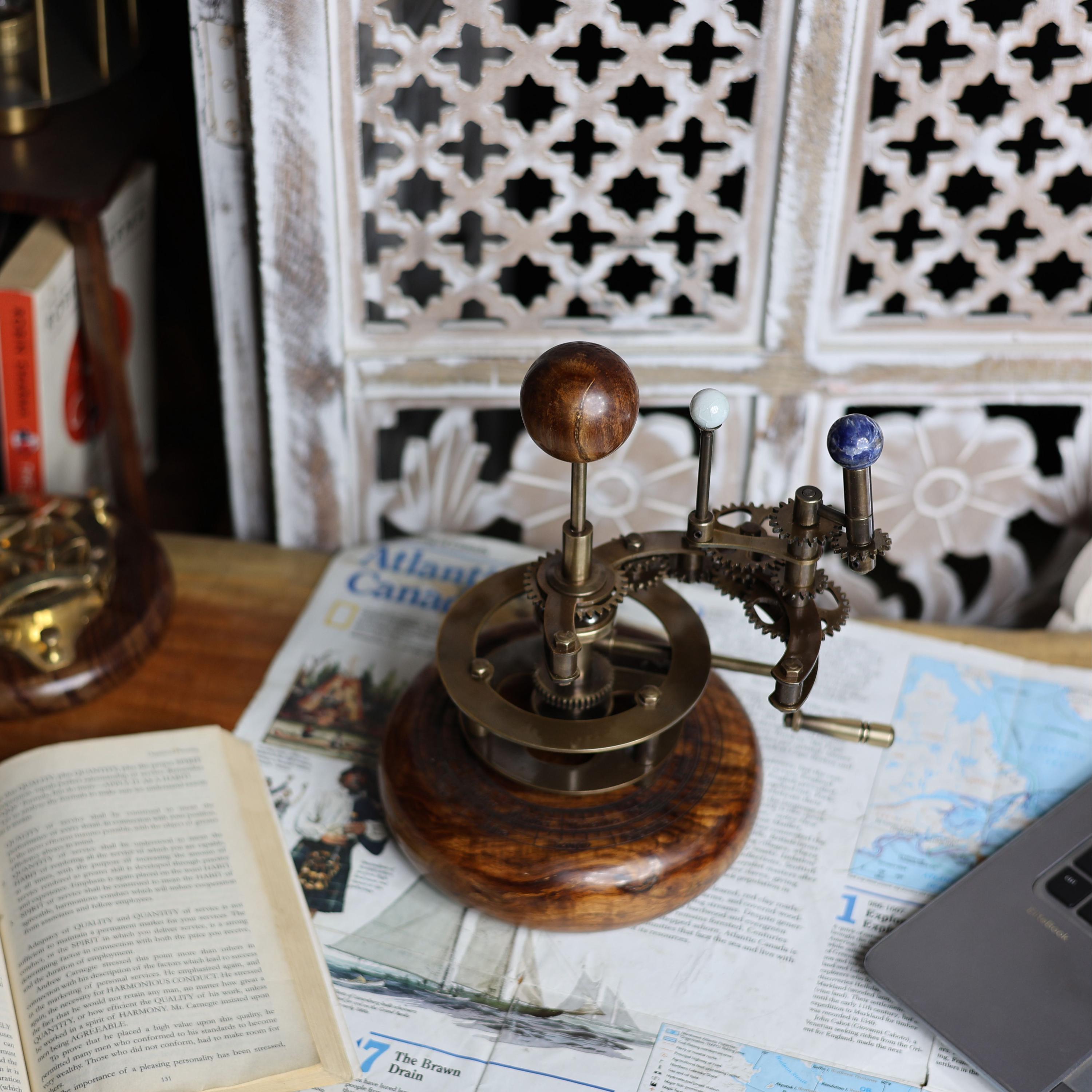 Brass Solar System Orrery, Shelf Display view 2