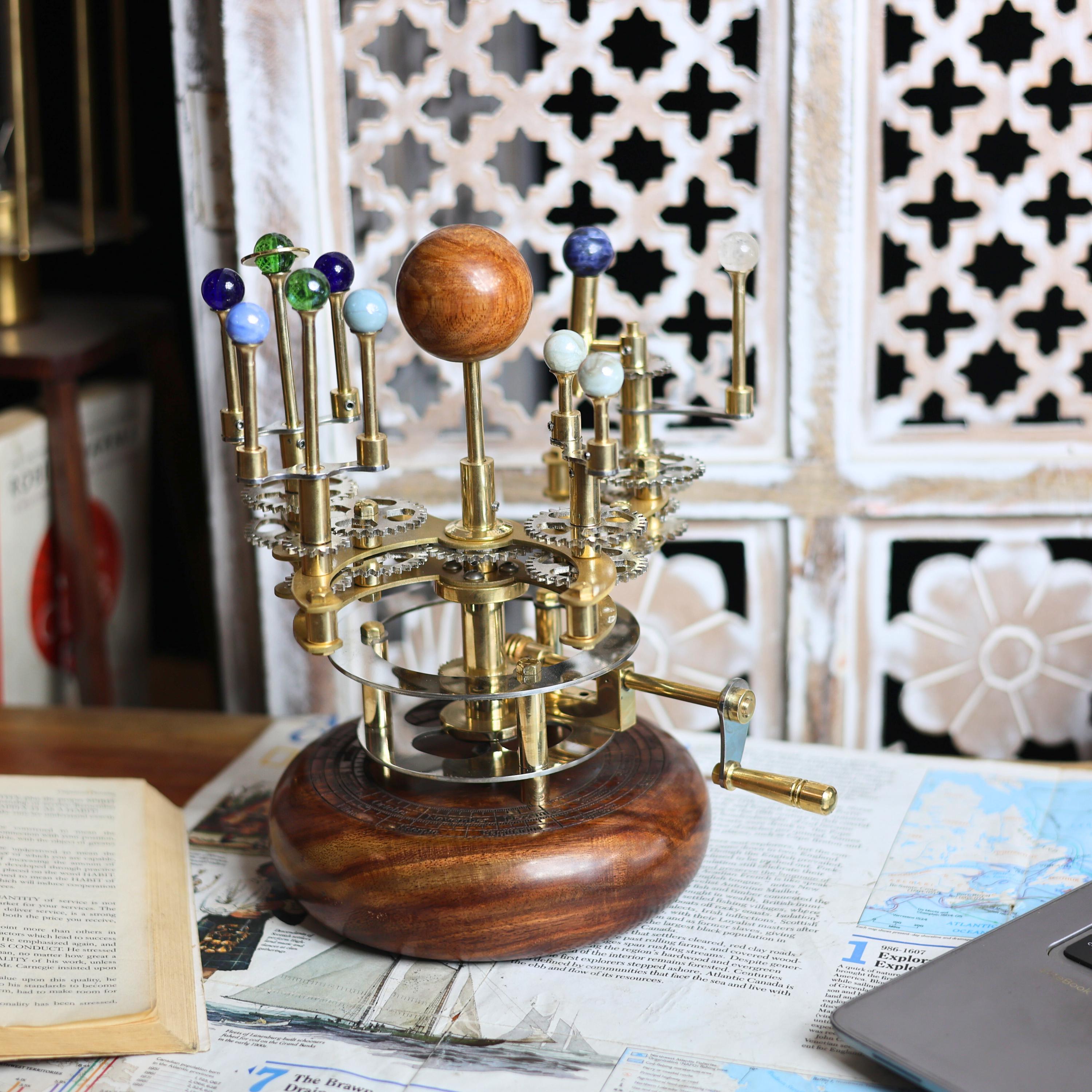 Brass Solar System Orrery, Shelf Display view 4