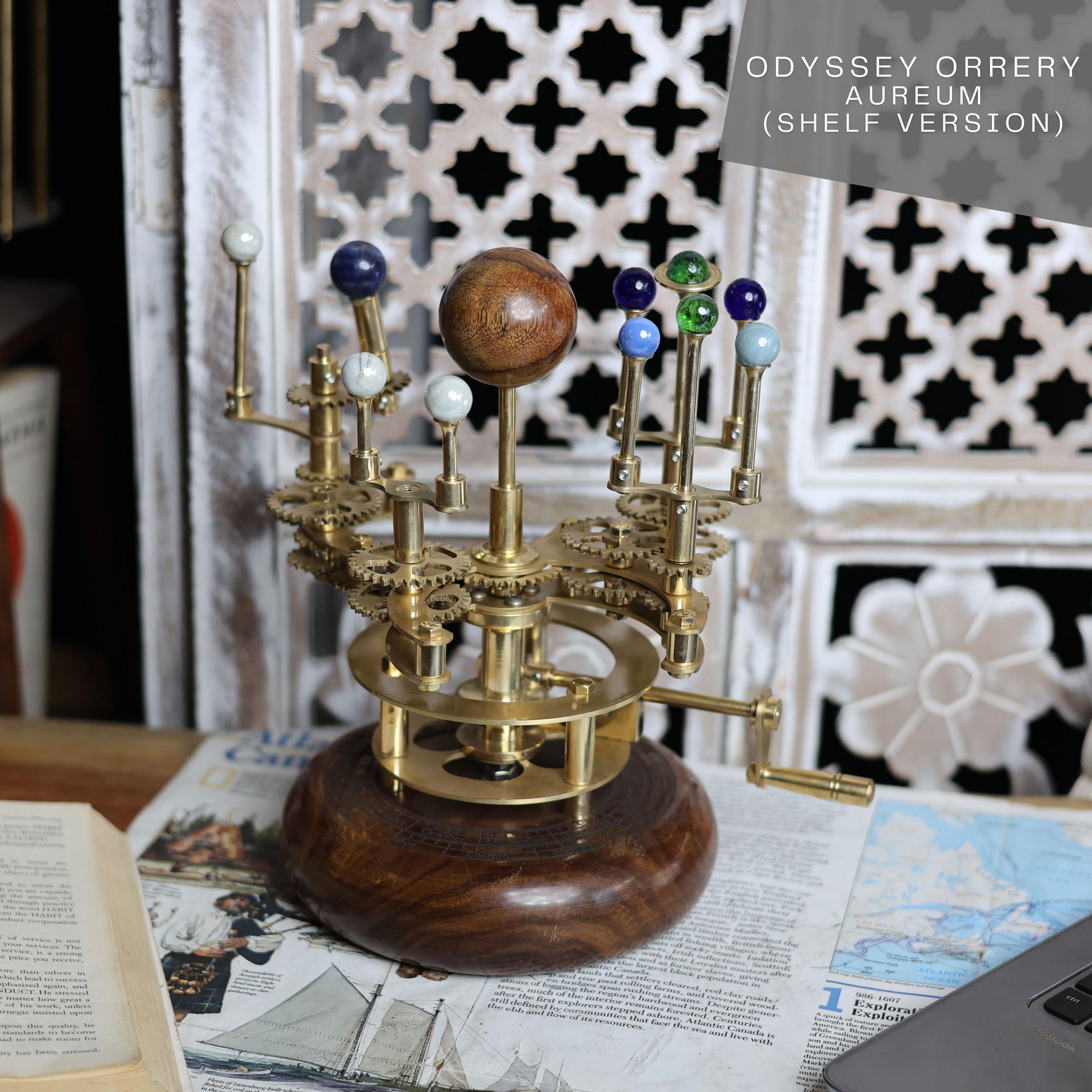 Brass Solar System Orrery, Shelf Display view 3