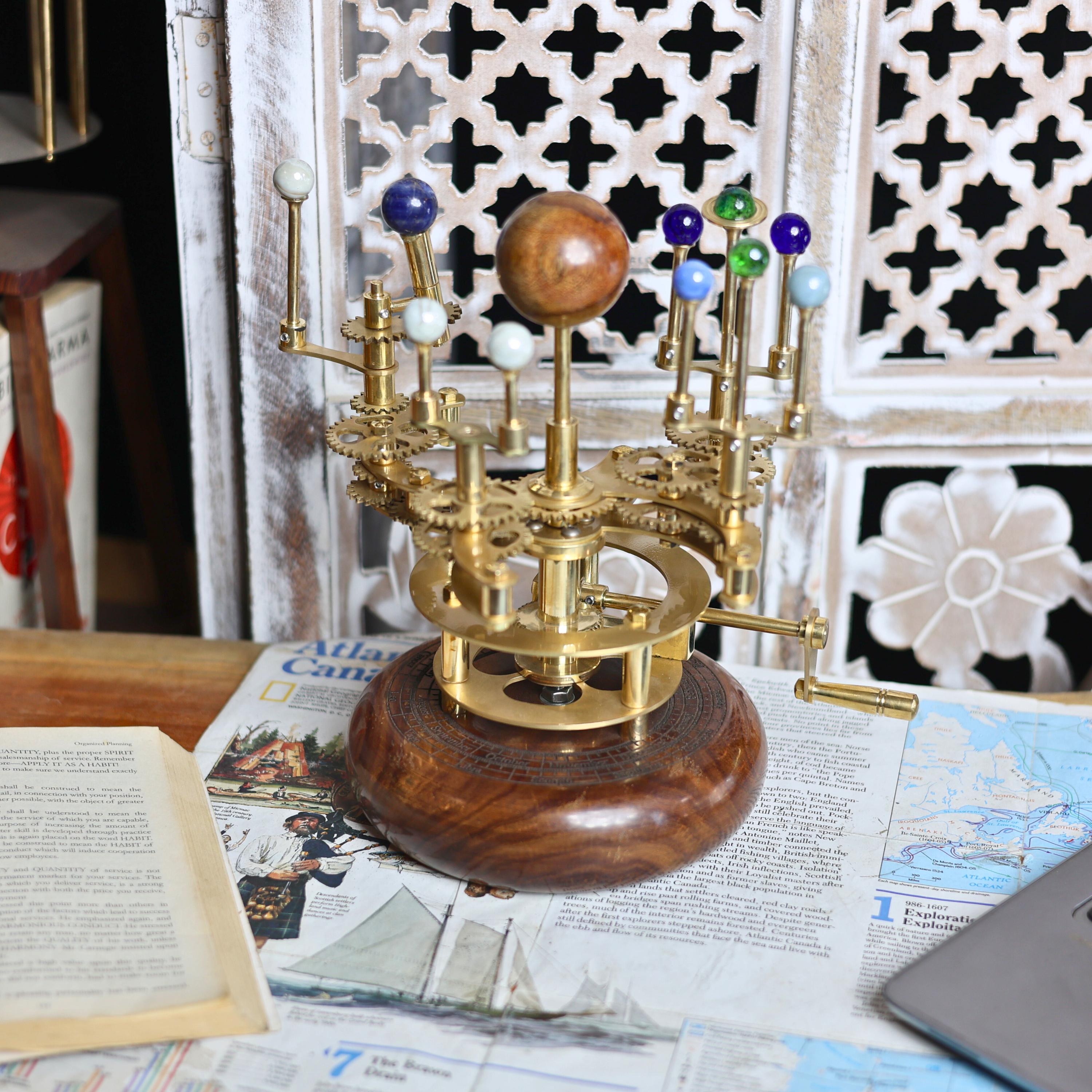 Brass Solar System Orrery, Shelf Display view 4