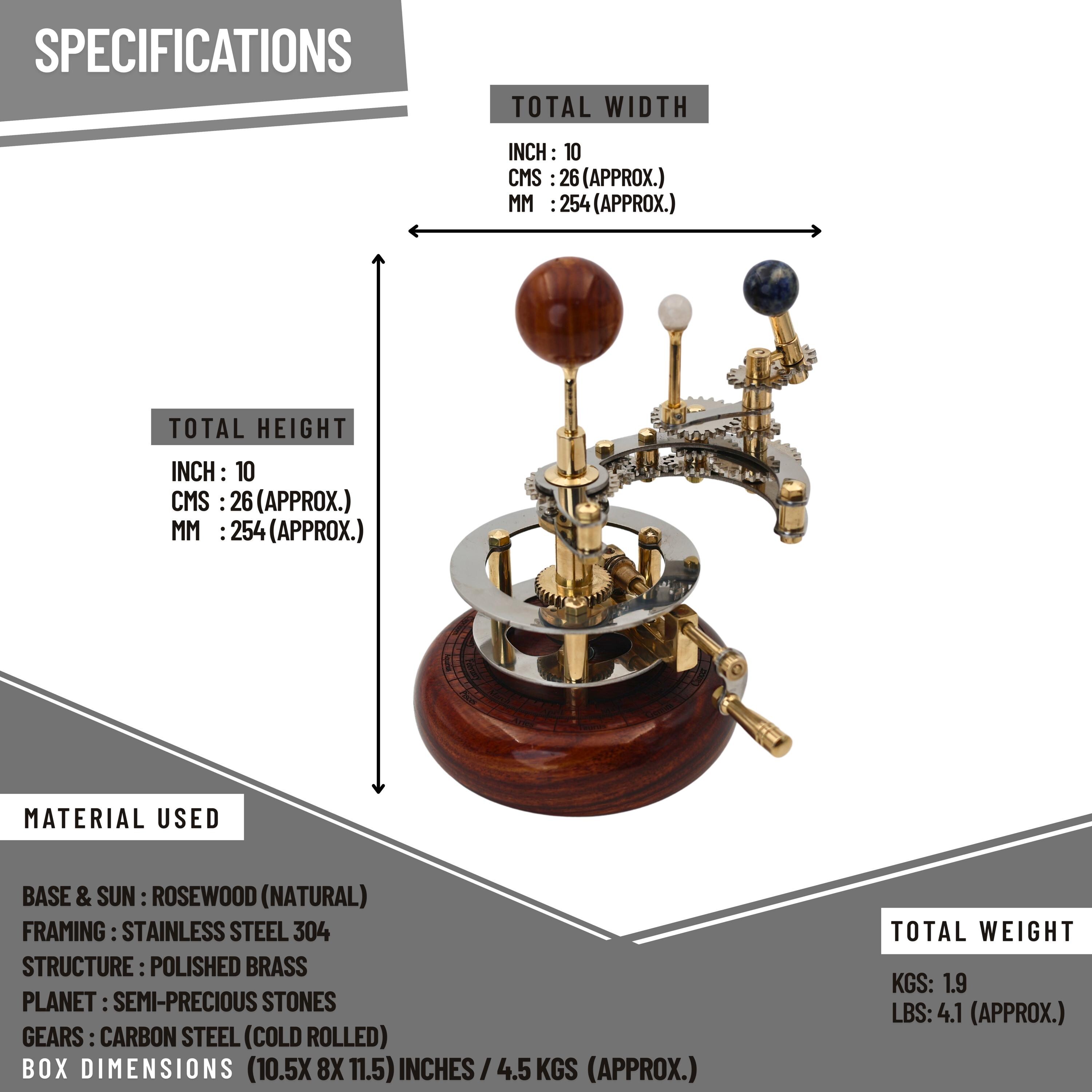 Brass Solar System Orrery, Shelf Display view 5
