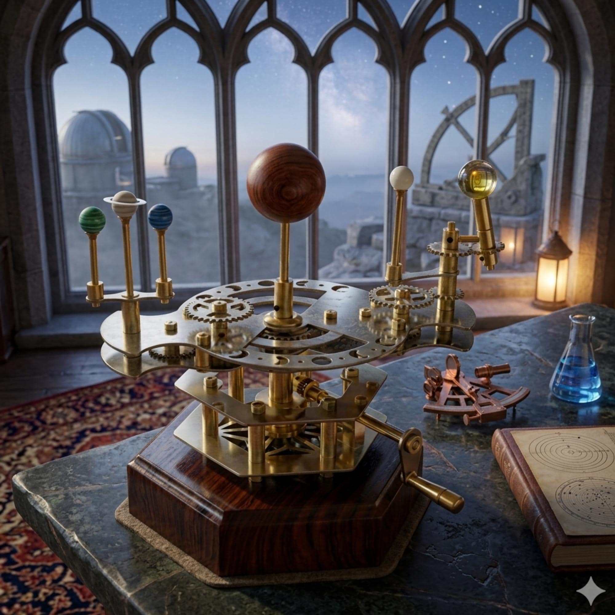 Brass Sun-Earth-Moon Tellurion, Shelf Model view 2