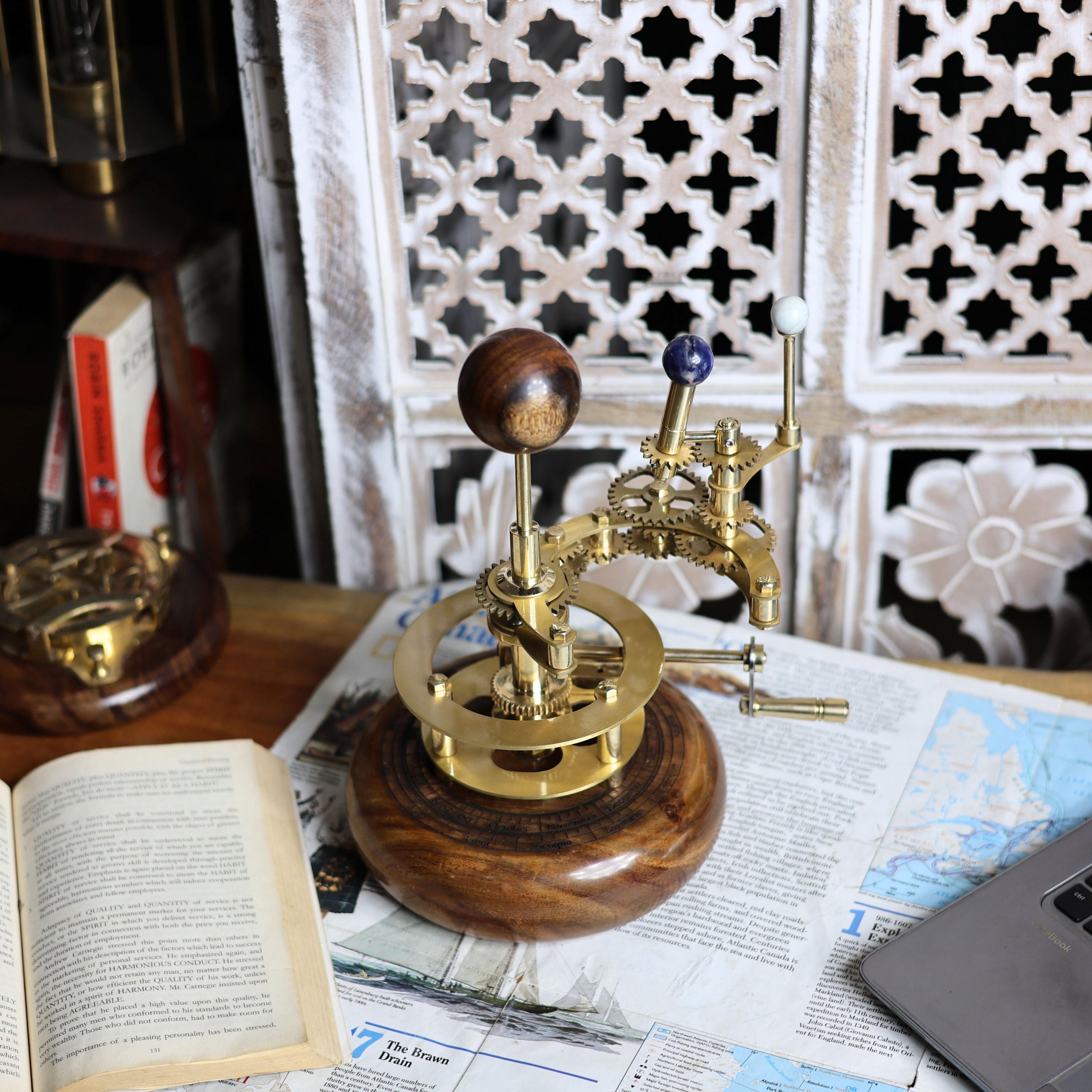 Brass Solar System Orrery, Shelf Display view 3