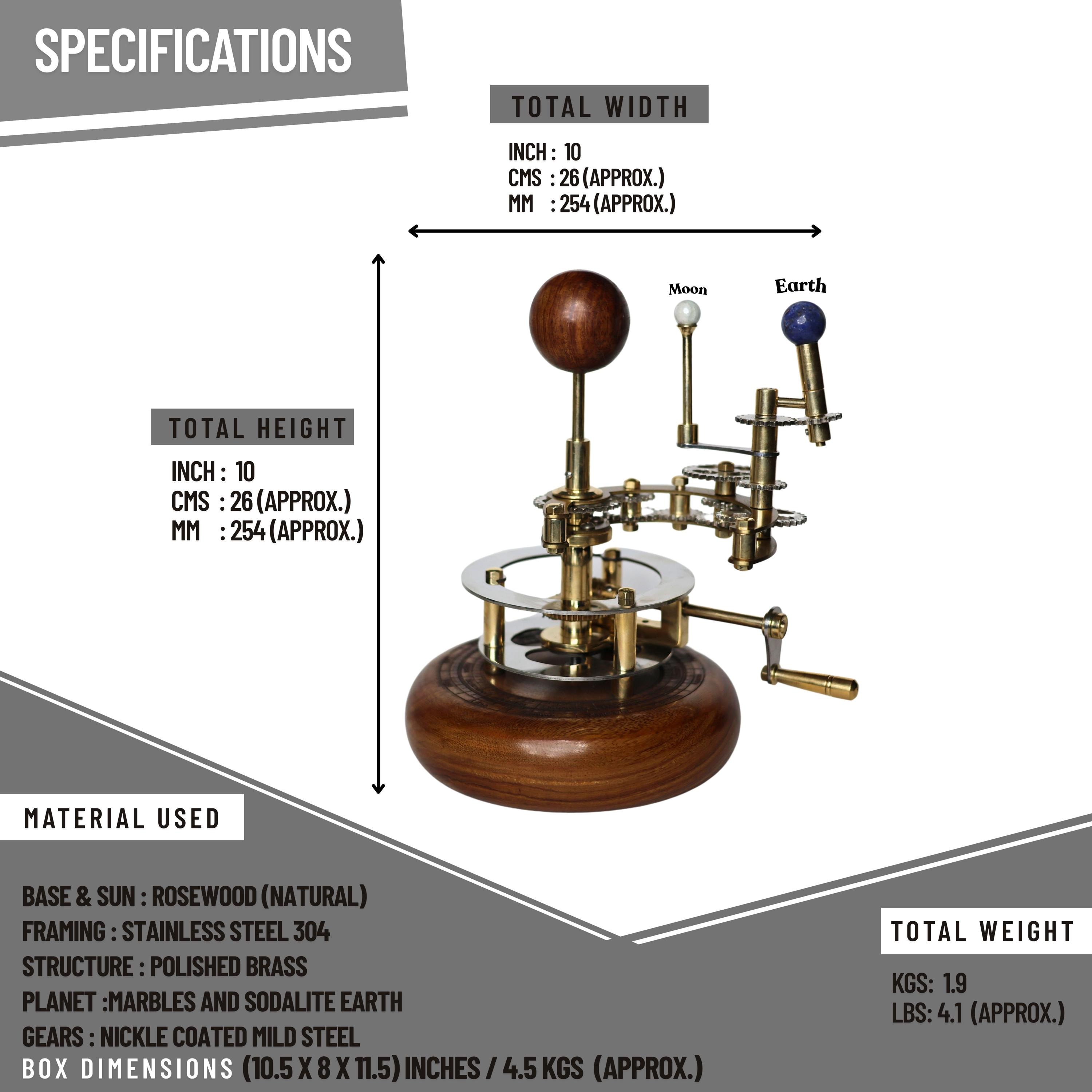 Brass Solar System Orrery, Shelf Display view 5