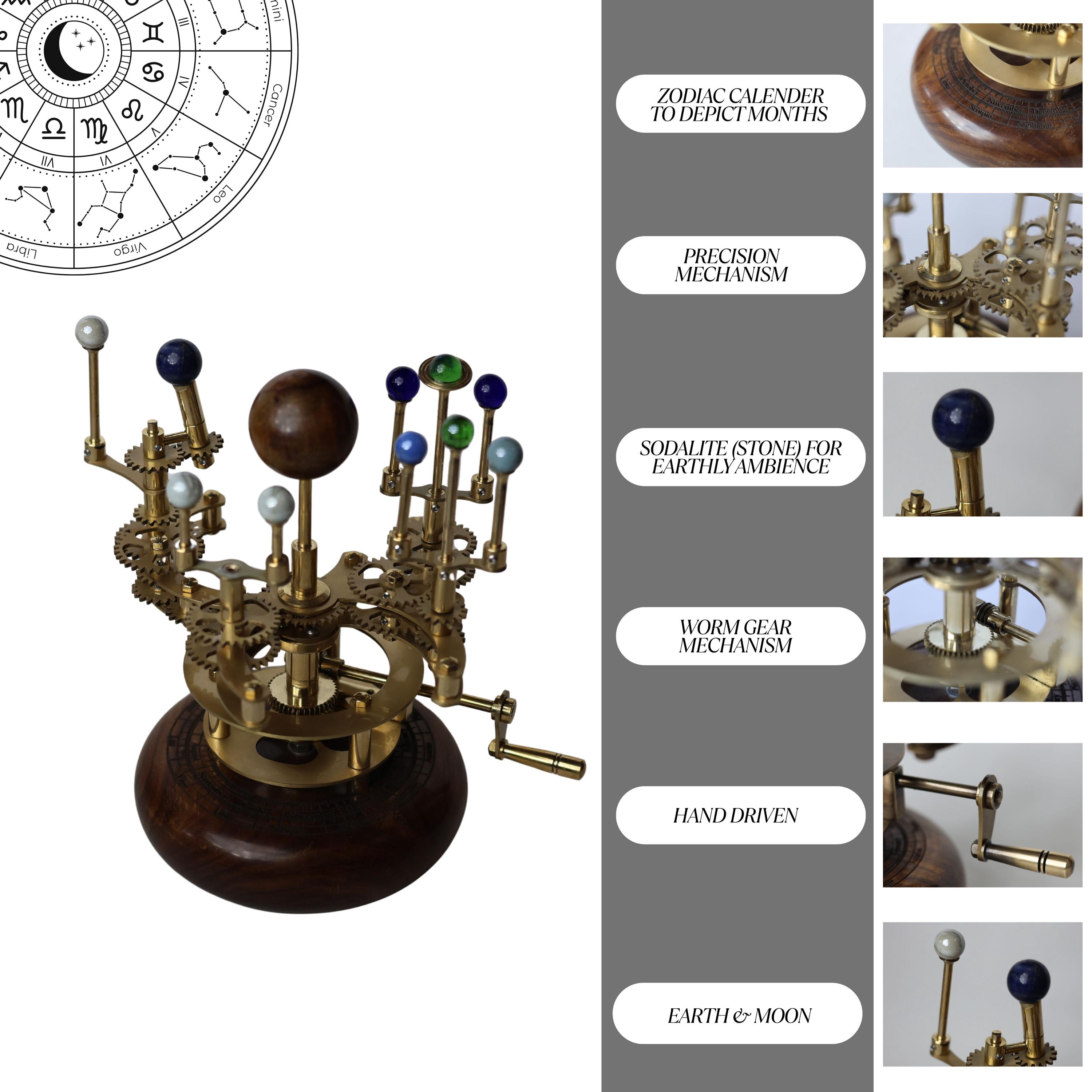Antique-Finish Brass Solar System Orrery, Shelf view 6