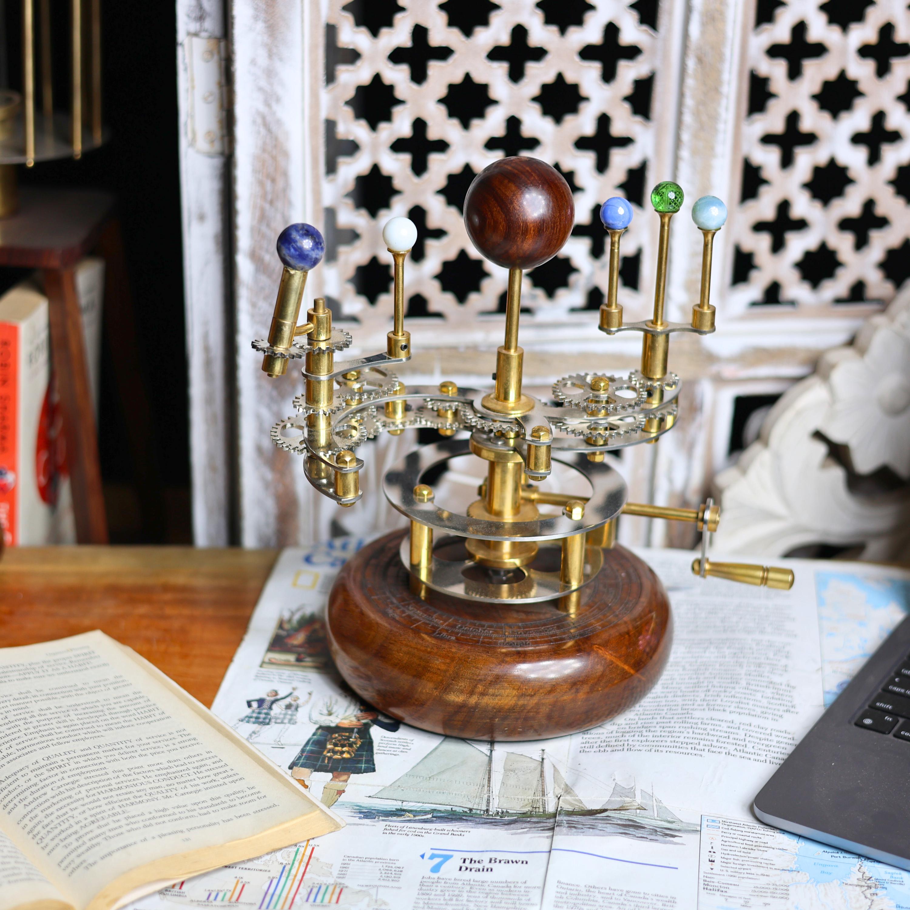 Brass Solar System Orrery, Shelf Display view 3
