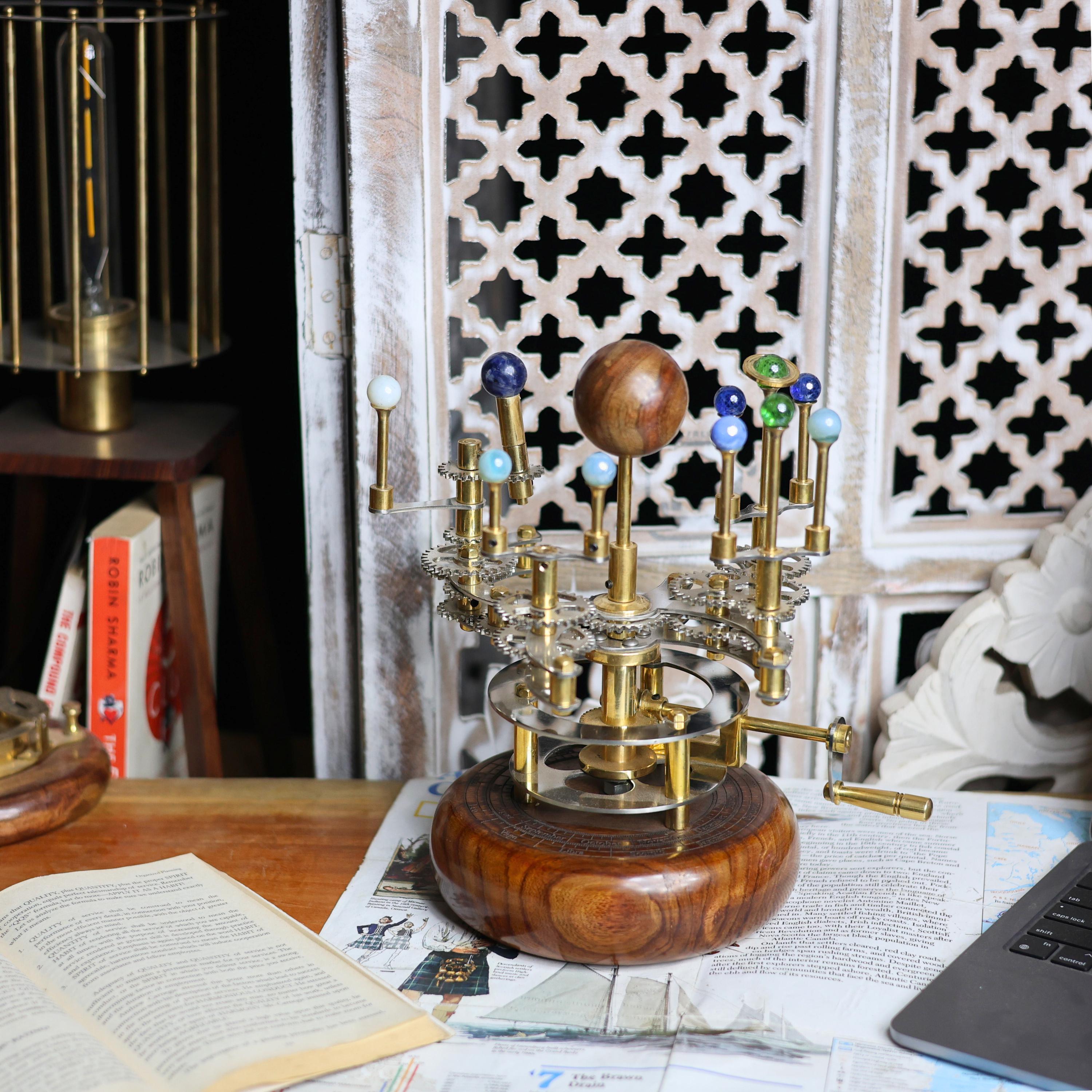 Brass Solar System Orrery, Shelf Display view 3