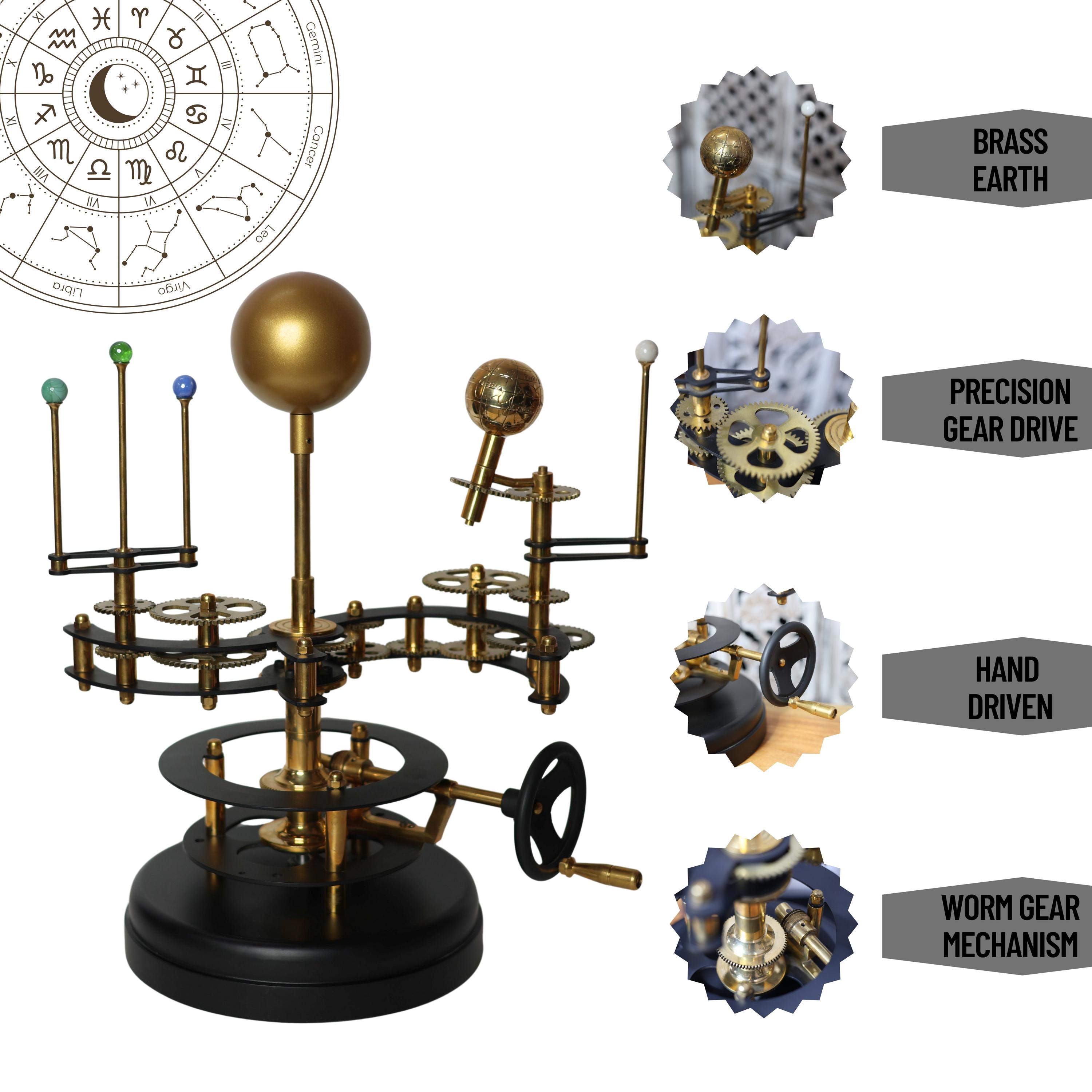 Brass Orrery with Semi-Precious Stone Planets, Museum view 4