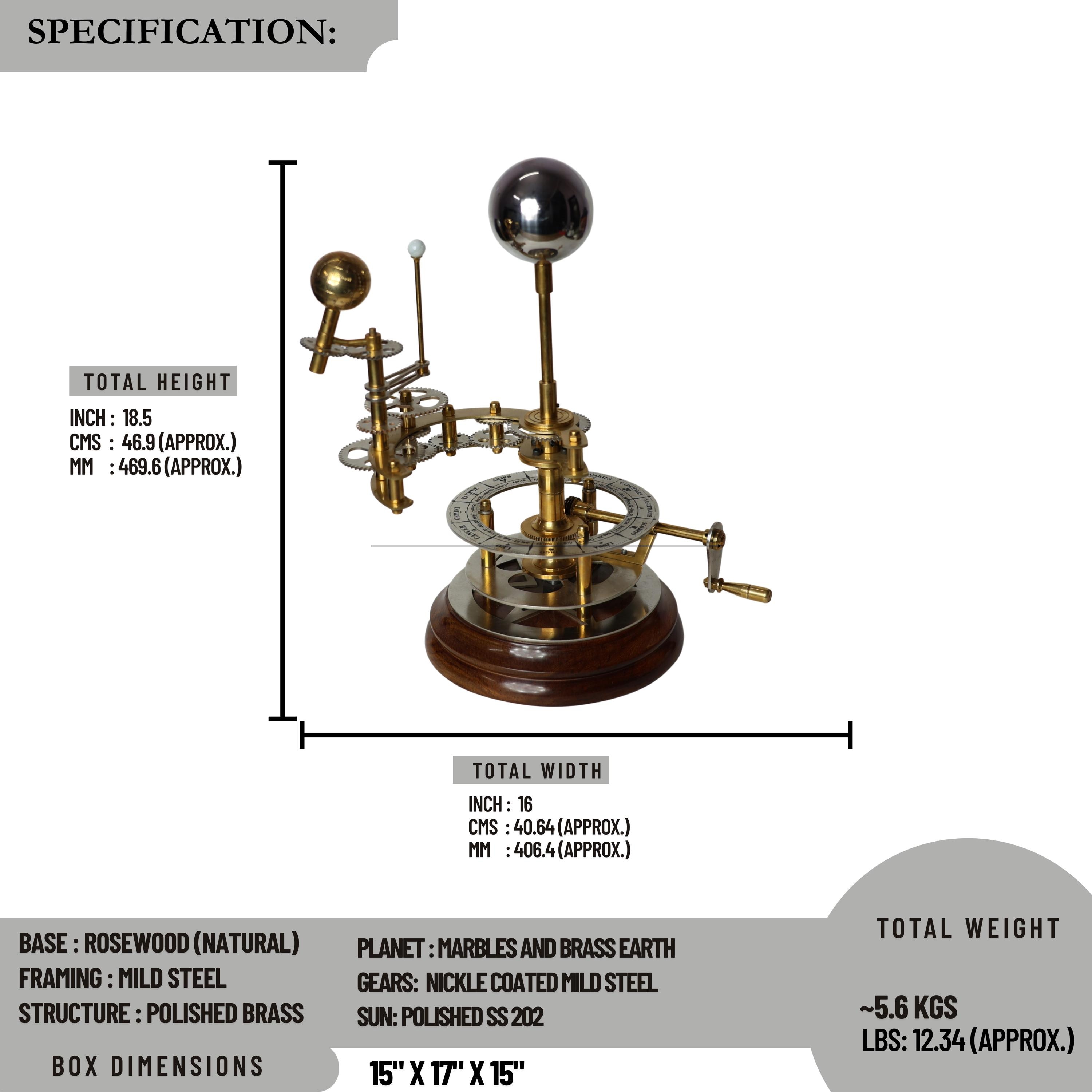 Antique-Style Brass Solar System Orrery, Museum view 5