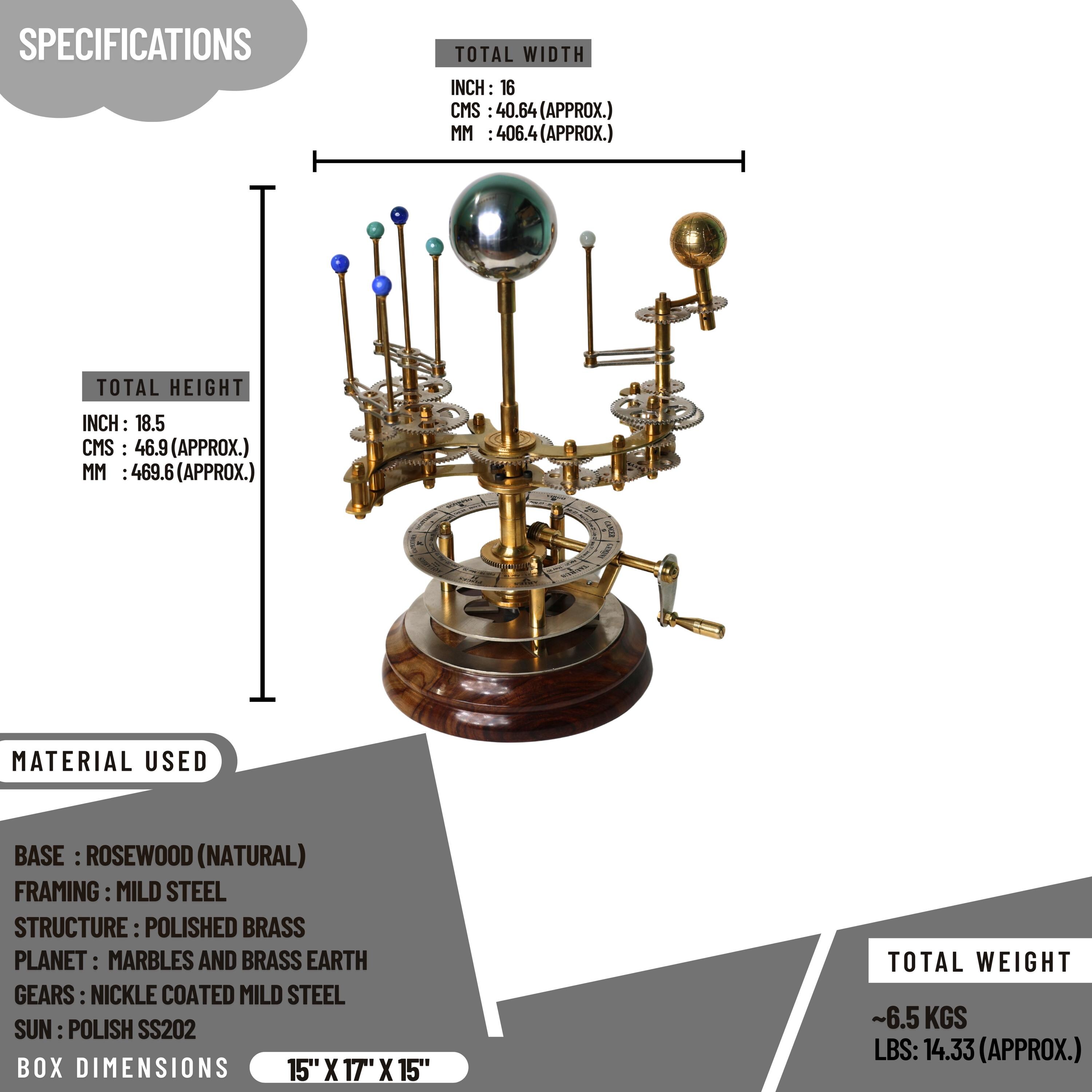 Brass Solar System Orrery, Museum Display view 5