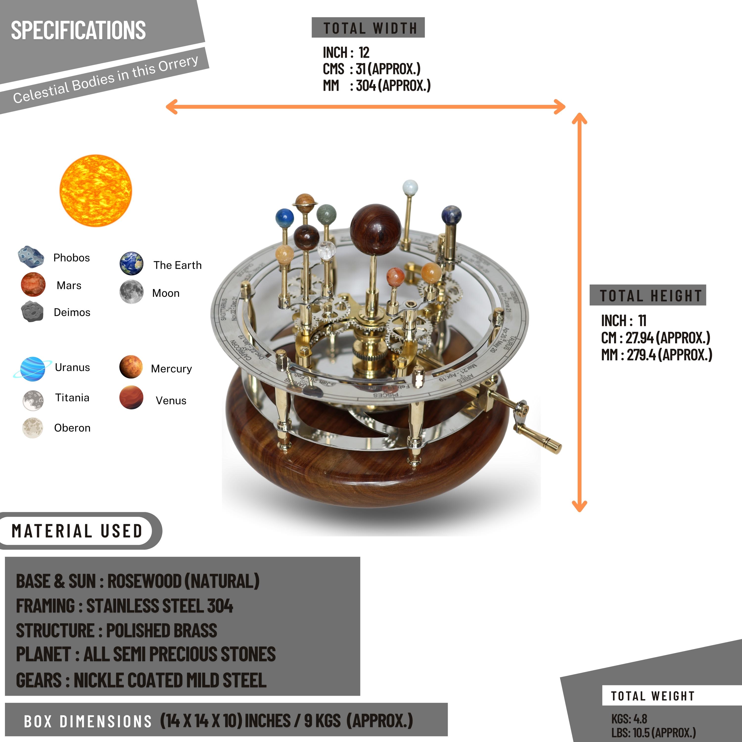 Vintage-Style Brass Solar System Orrery, Museum view 5