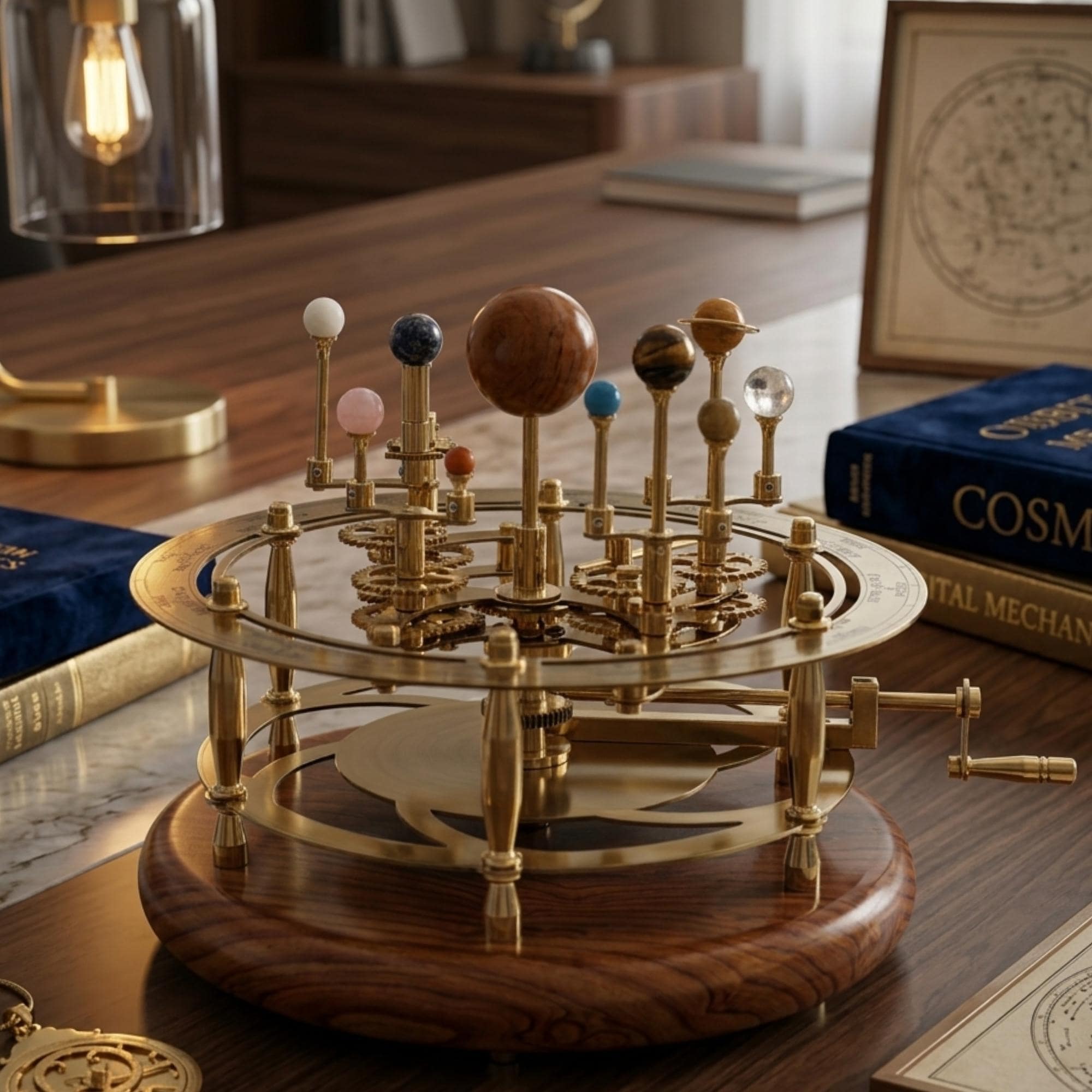 Vintage-Style Brass Solar System Orrery, Museum view 2