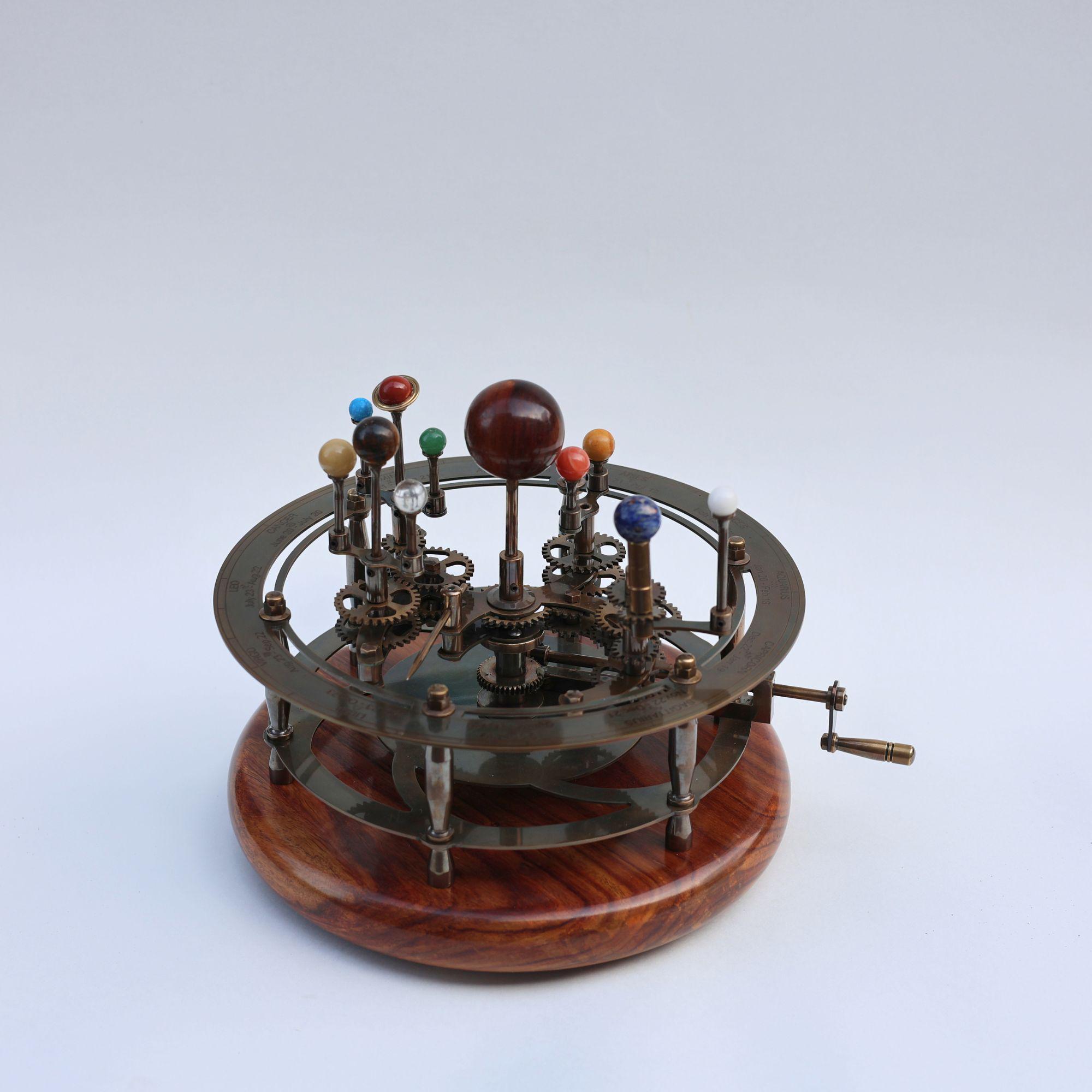 Antique-Style Brass Solar System Orrery, Museum view 3