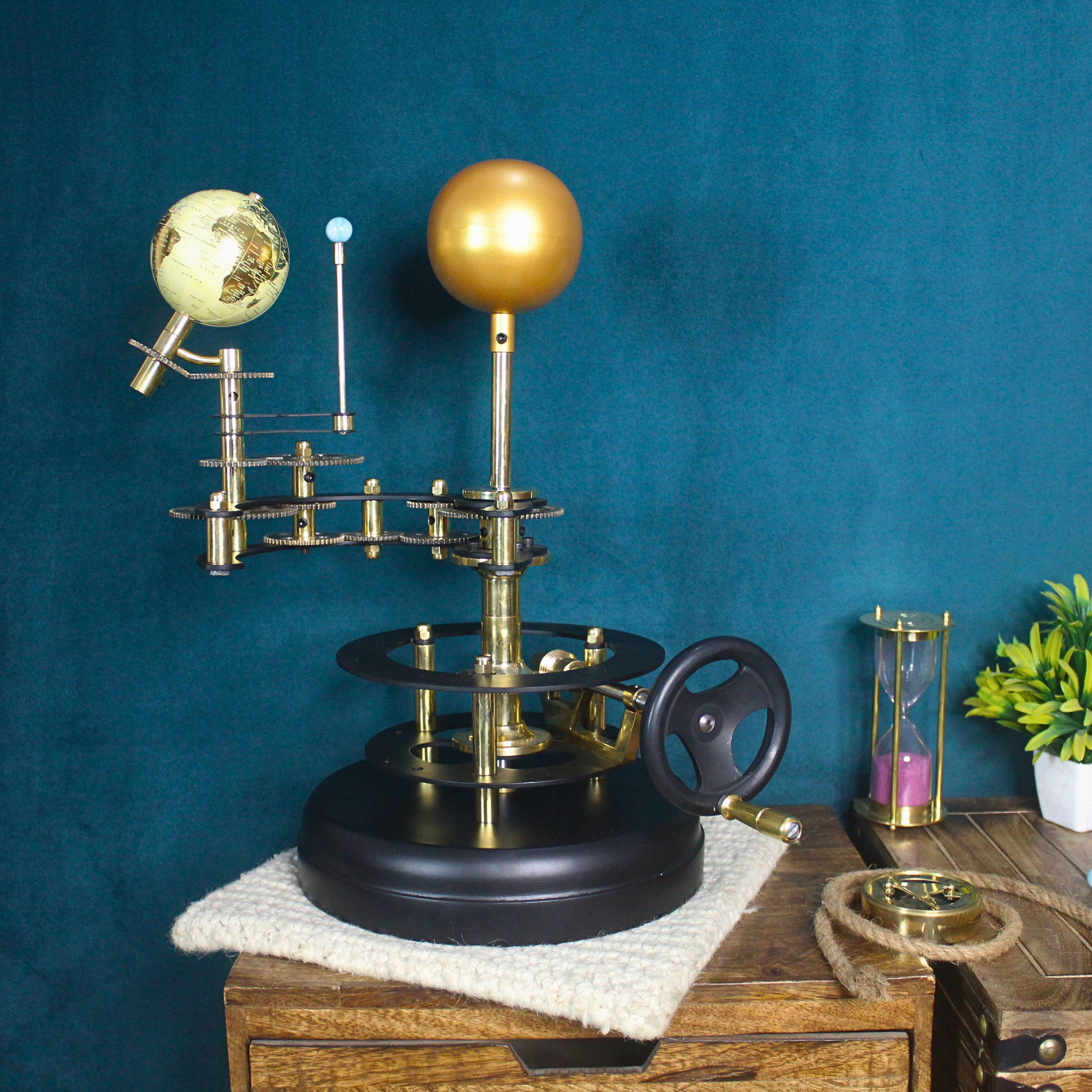 Brass Orrery with Semi-Precious Stone Planets, Museum view 2