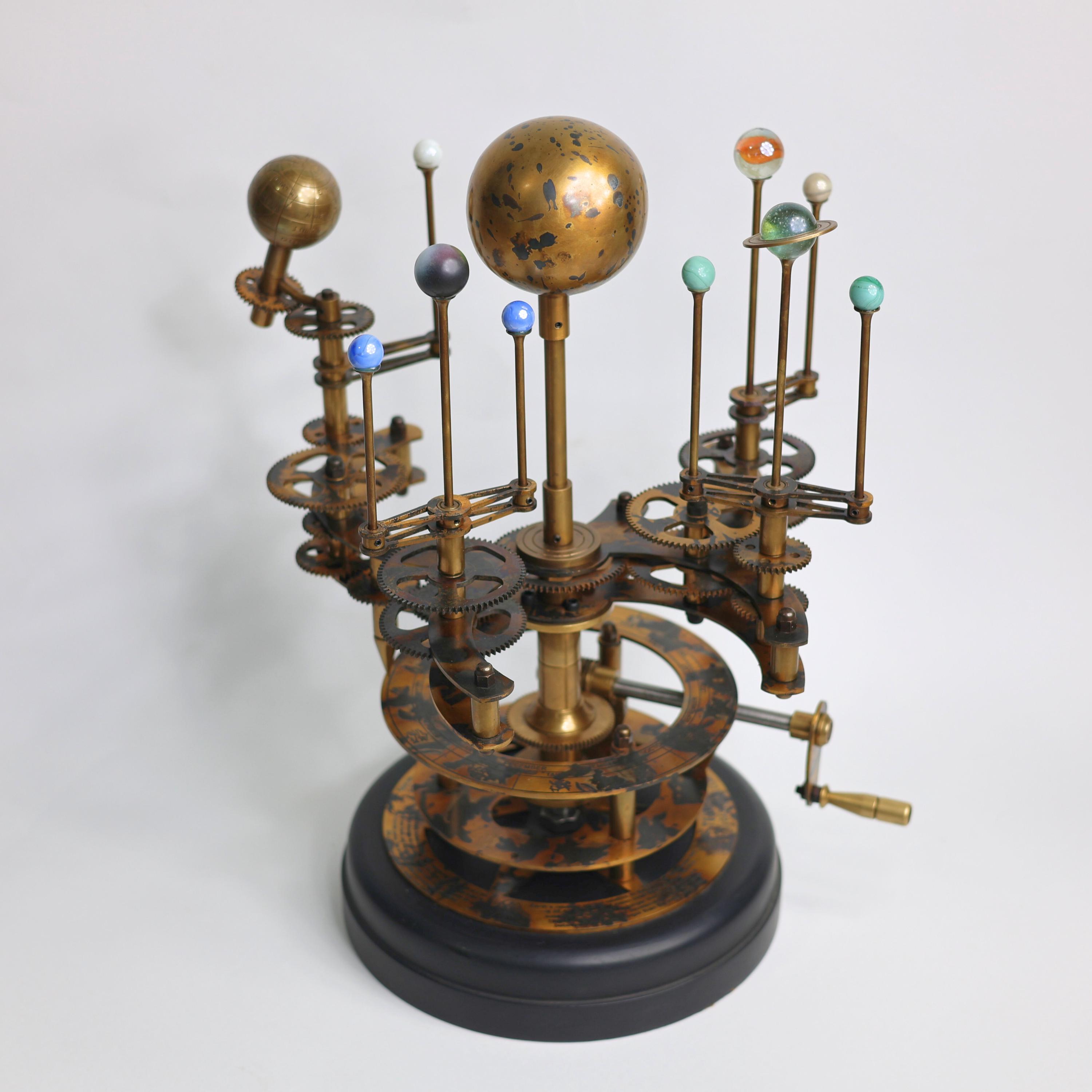 Brass Orrery with Semi-Precious Stone Planets, Museum view 2