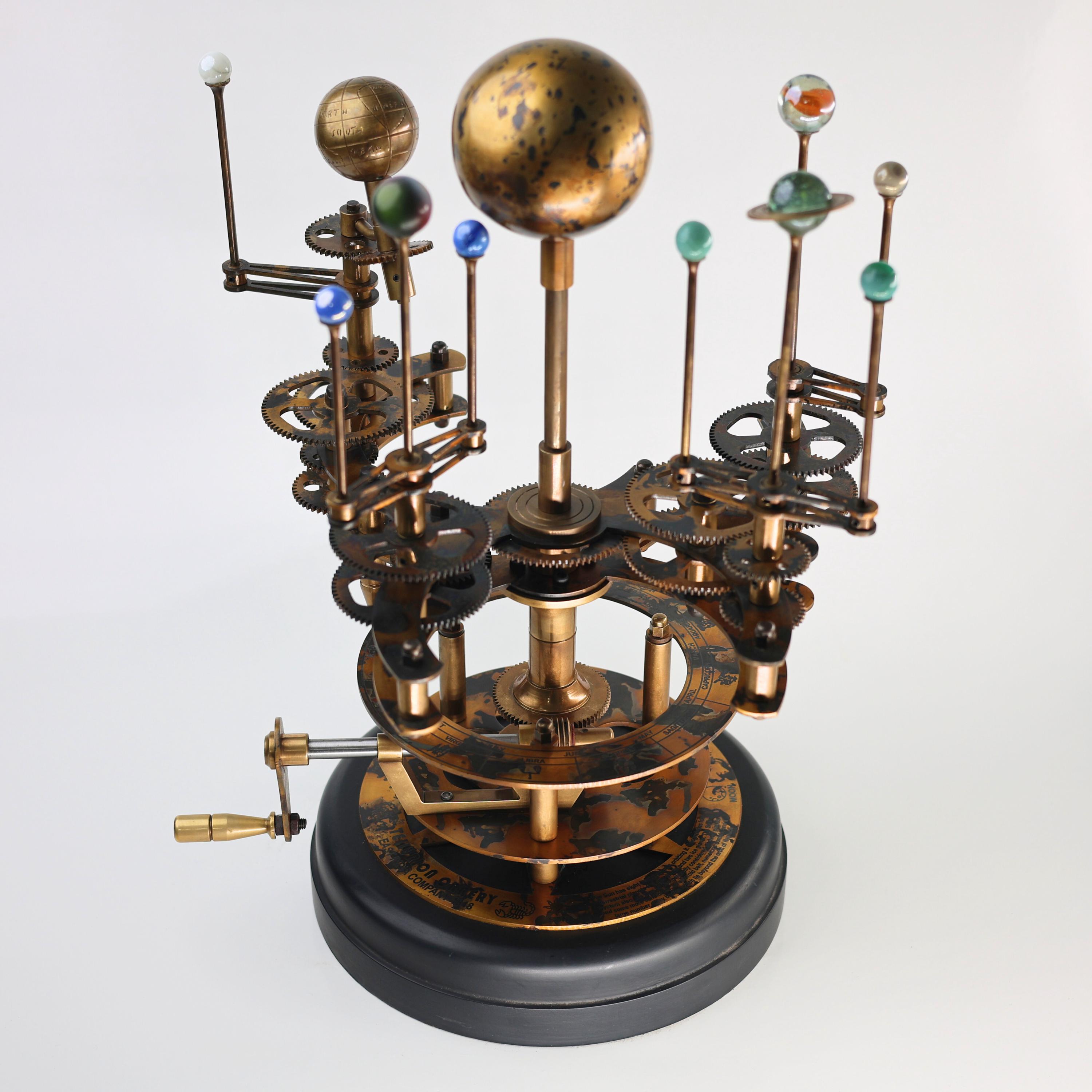 Brass Orrery with Semi-Precious Stone Planets, Museum view 5