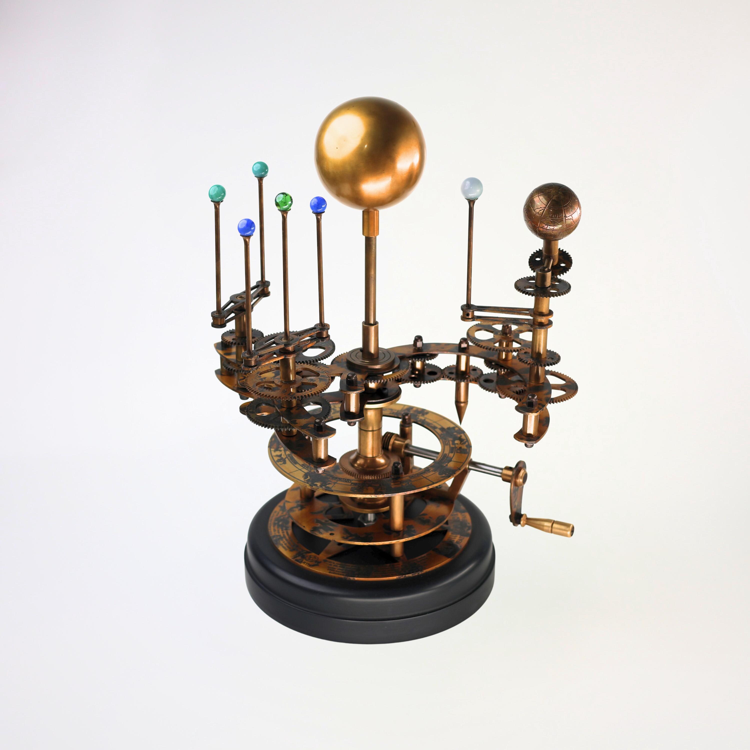 Brass Orrery with Semi-Precious Stone Planets, Museum view 5