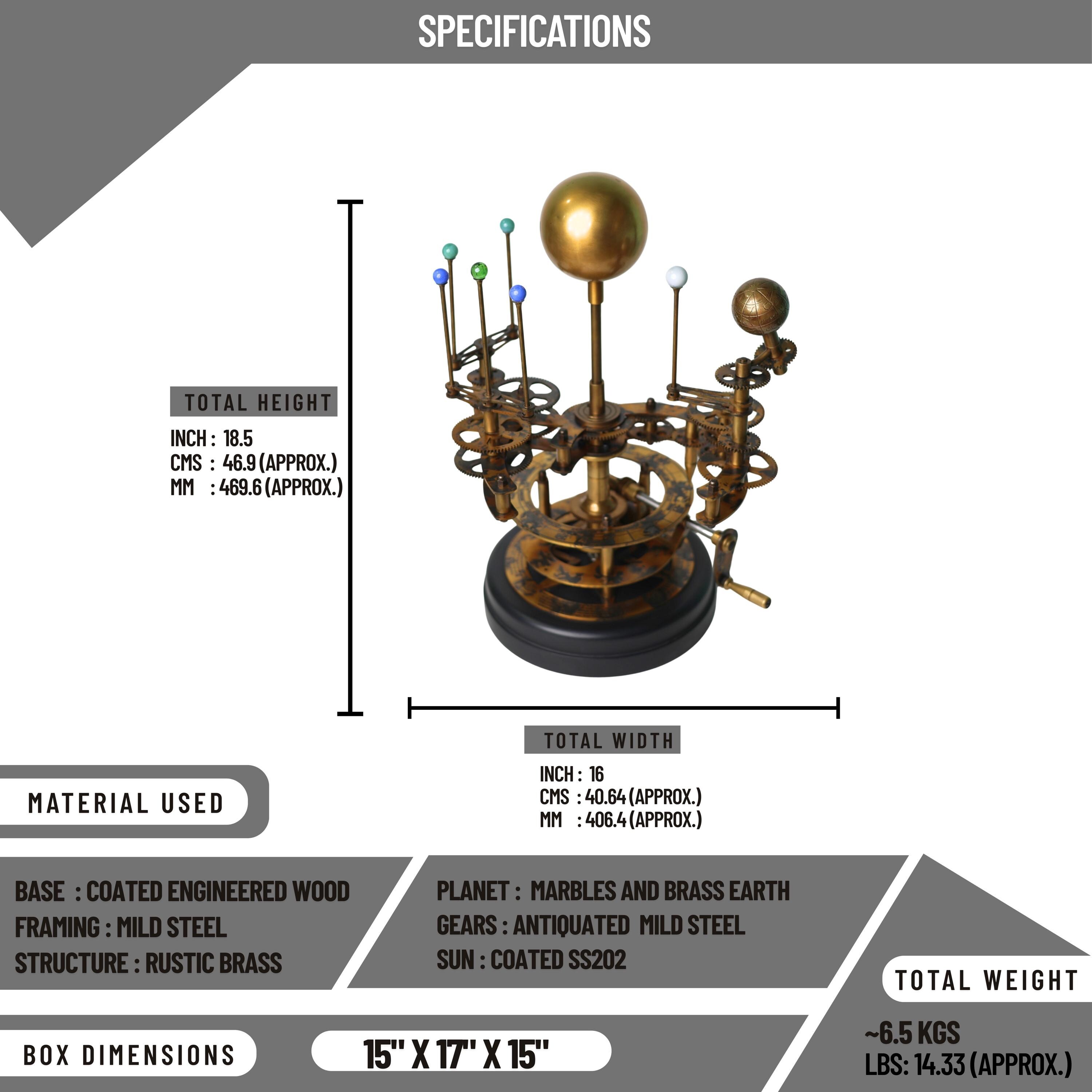 Brass Orrery with Semi-Precious Stone Planets, Museum view 6