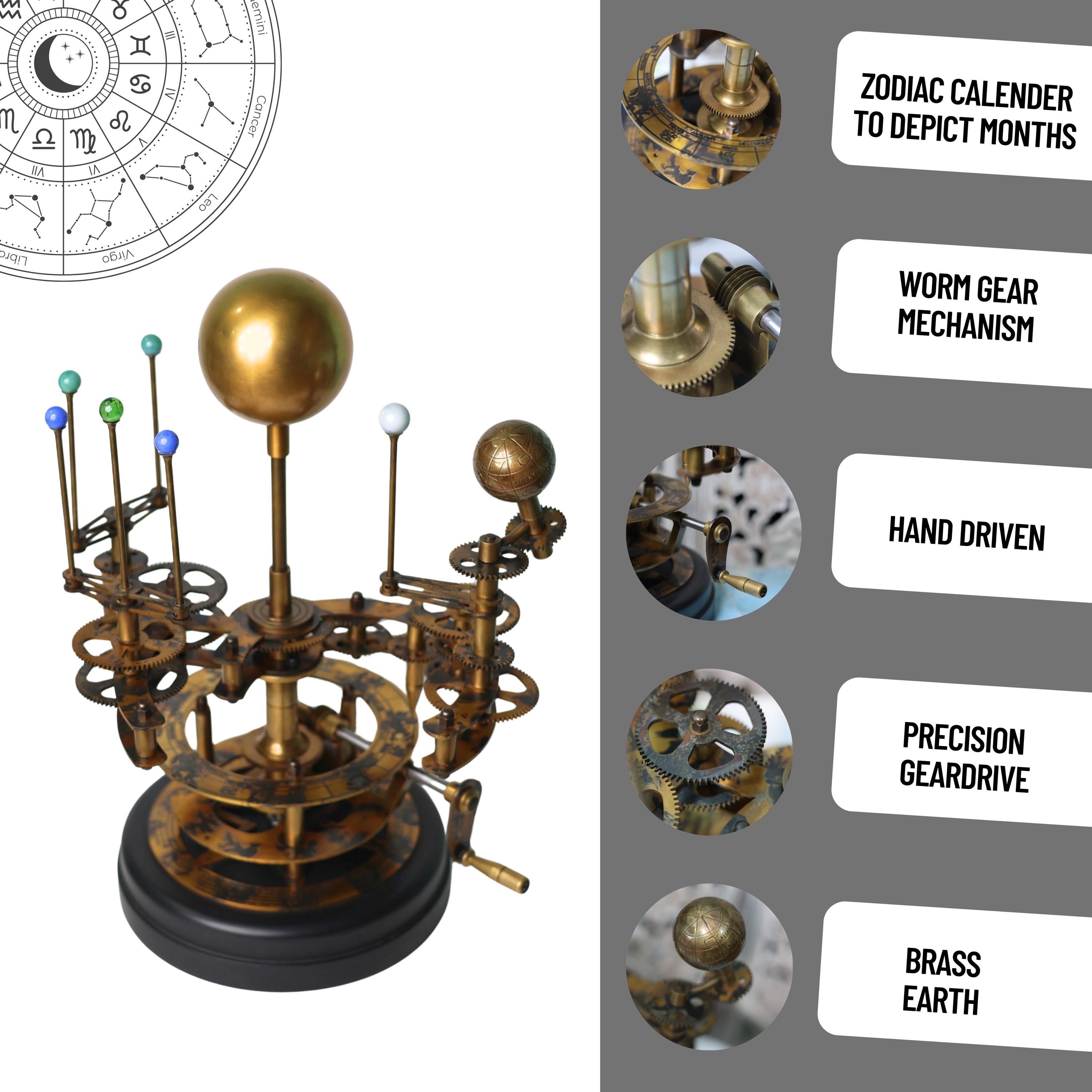Brass Orrery with Semi-Precious Stone Planets, Museum view 4