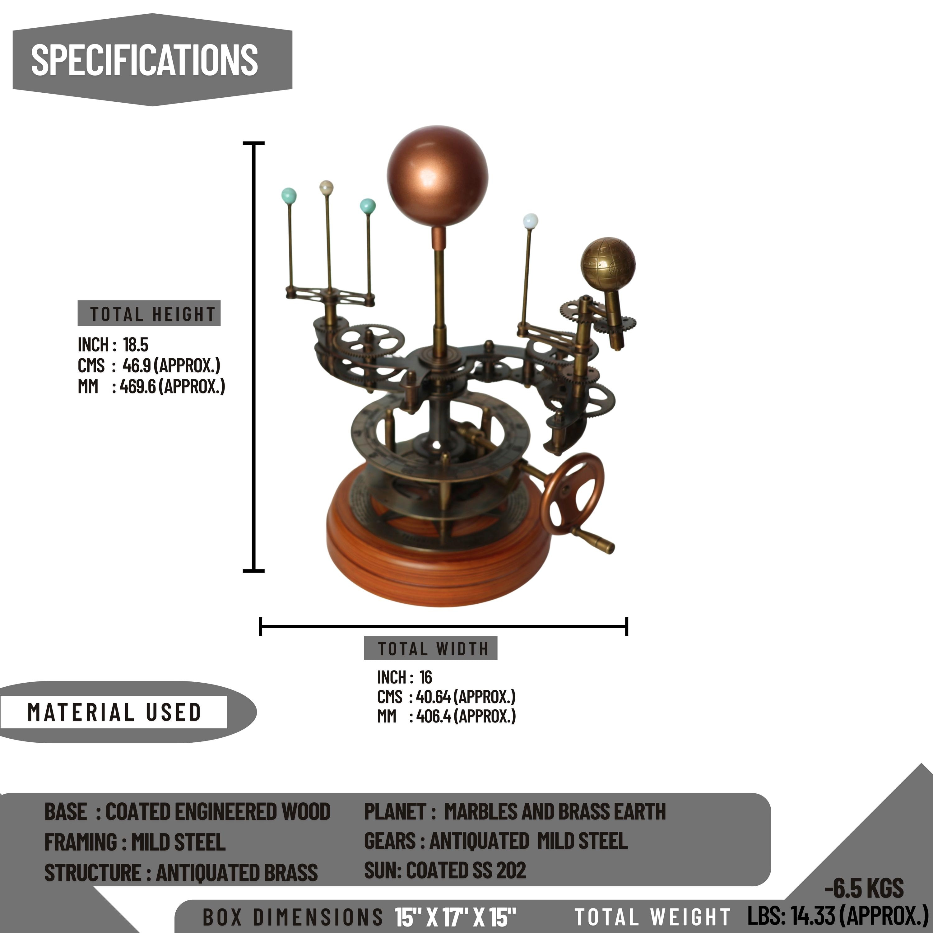 Functional Brass Solar System Orrery, Museum view 2