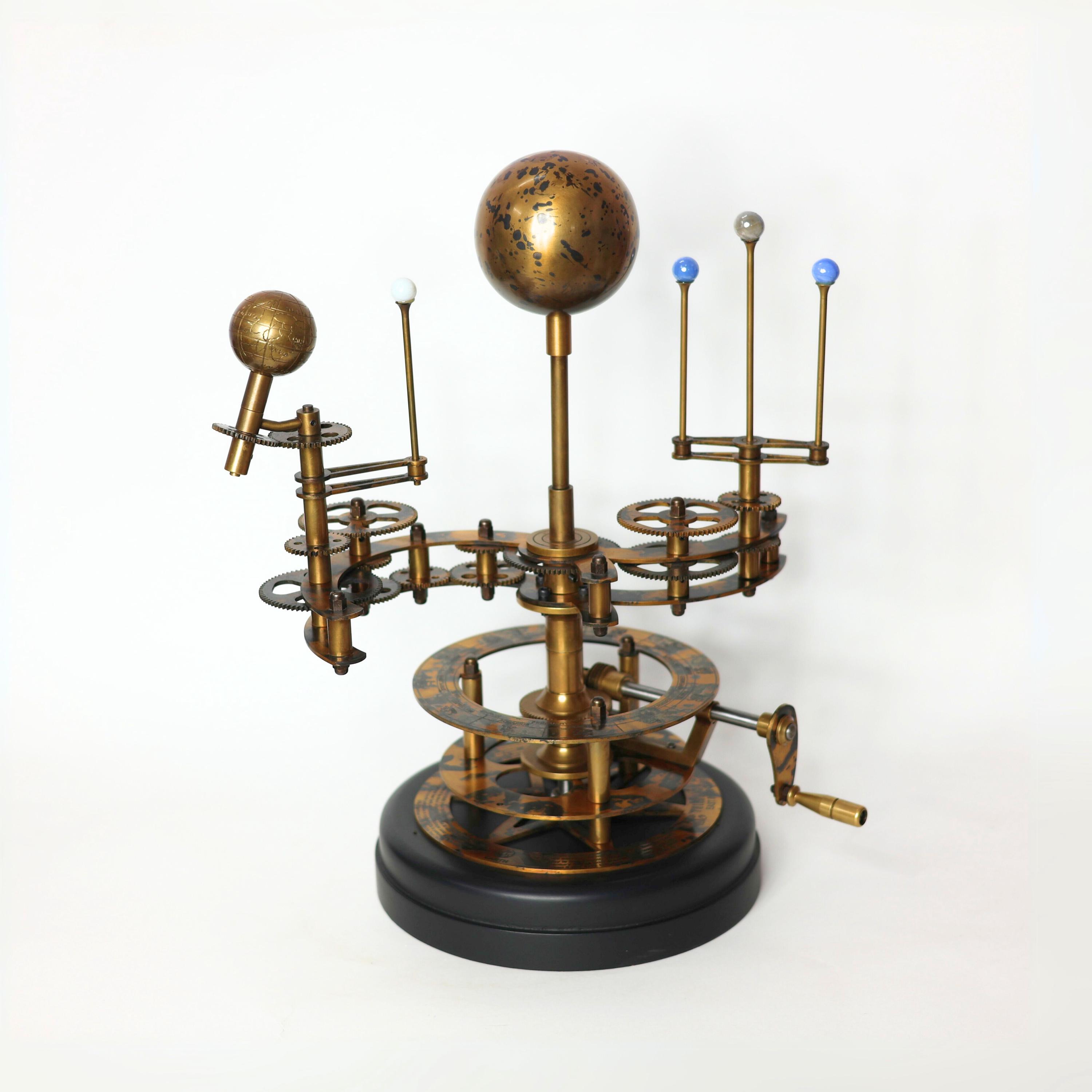 Brass Orrery with Semi-Precious Stone Planets, Museum view 3