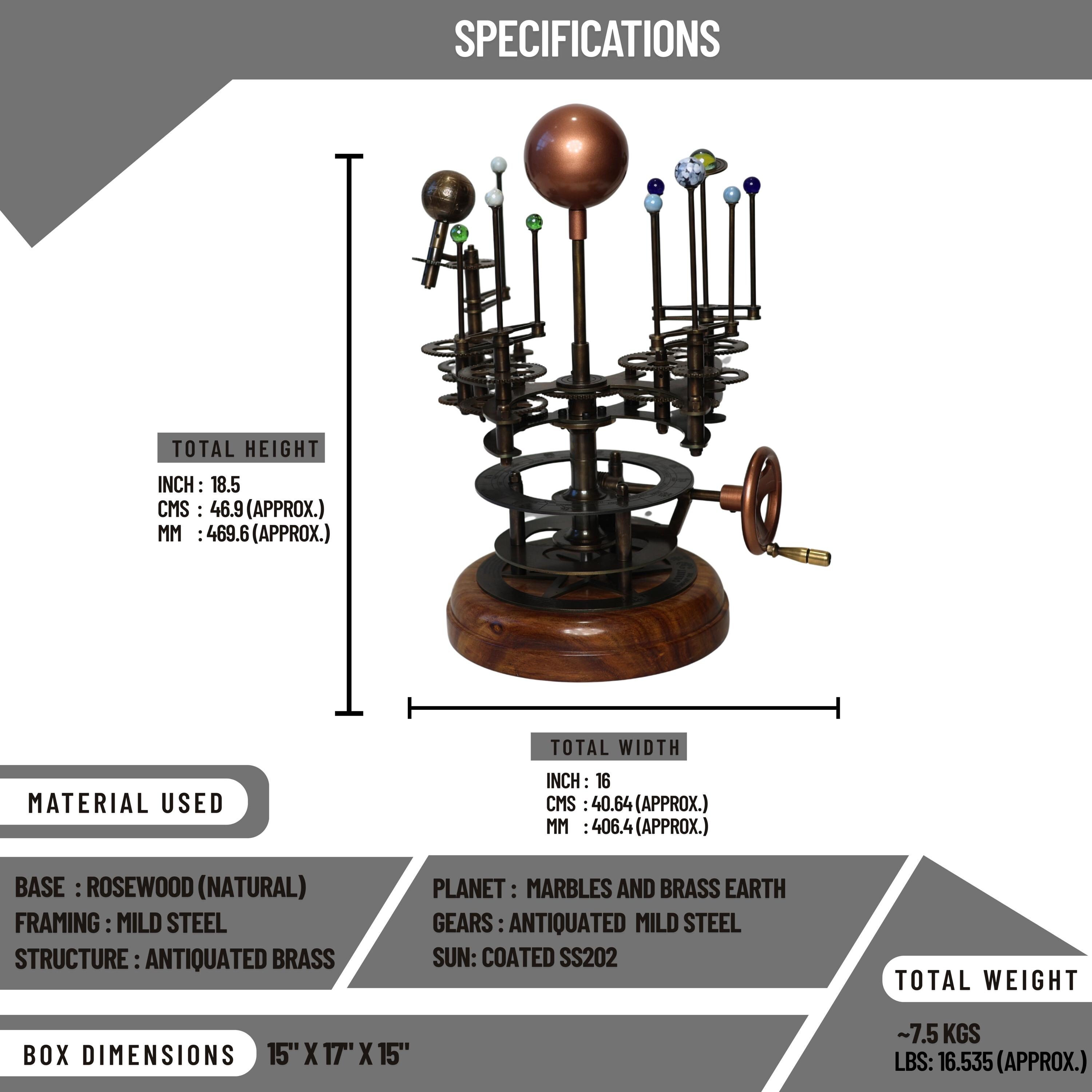 Brass Solar System Orrery, Museum Display view 5