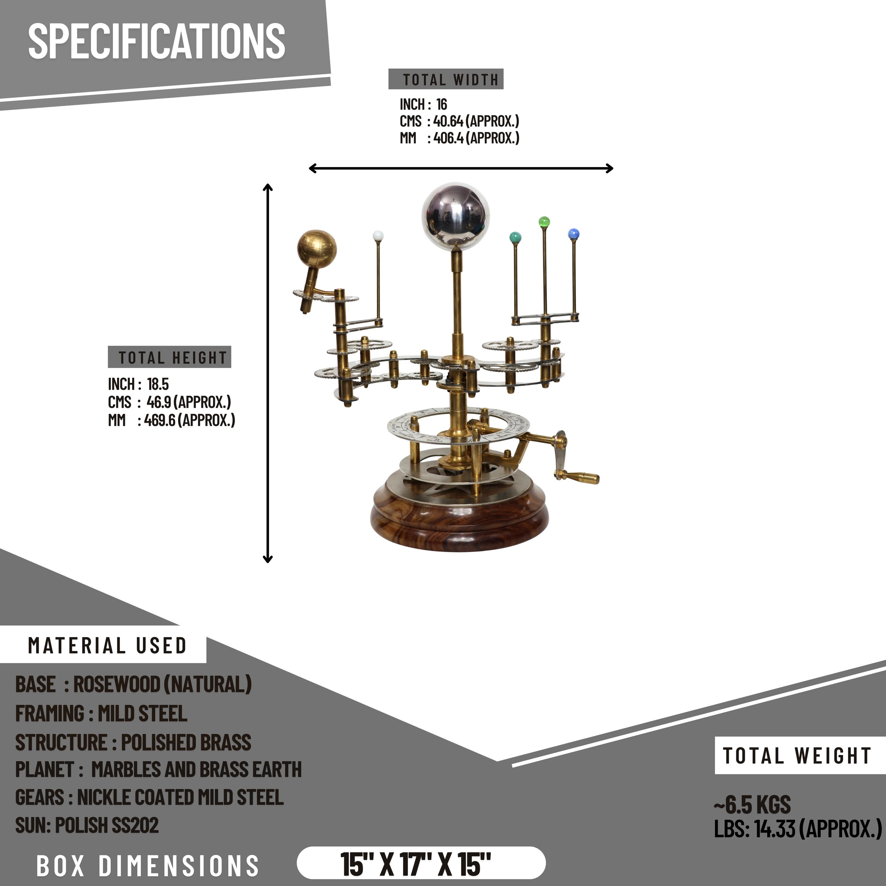 Brass Solar System Orrery, Museum Display view 3