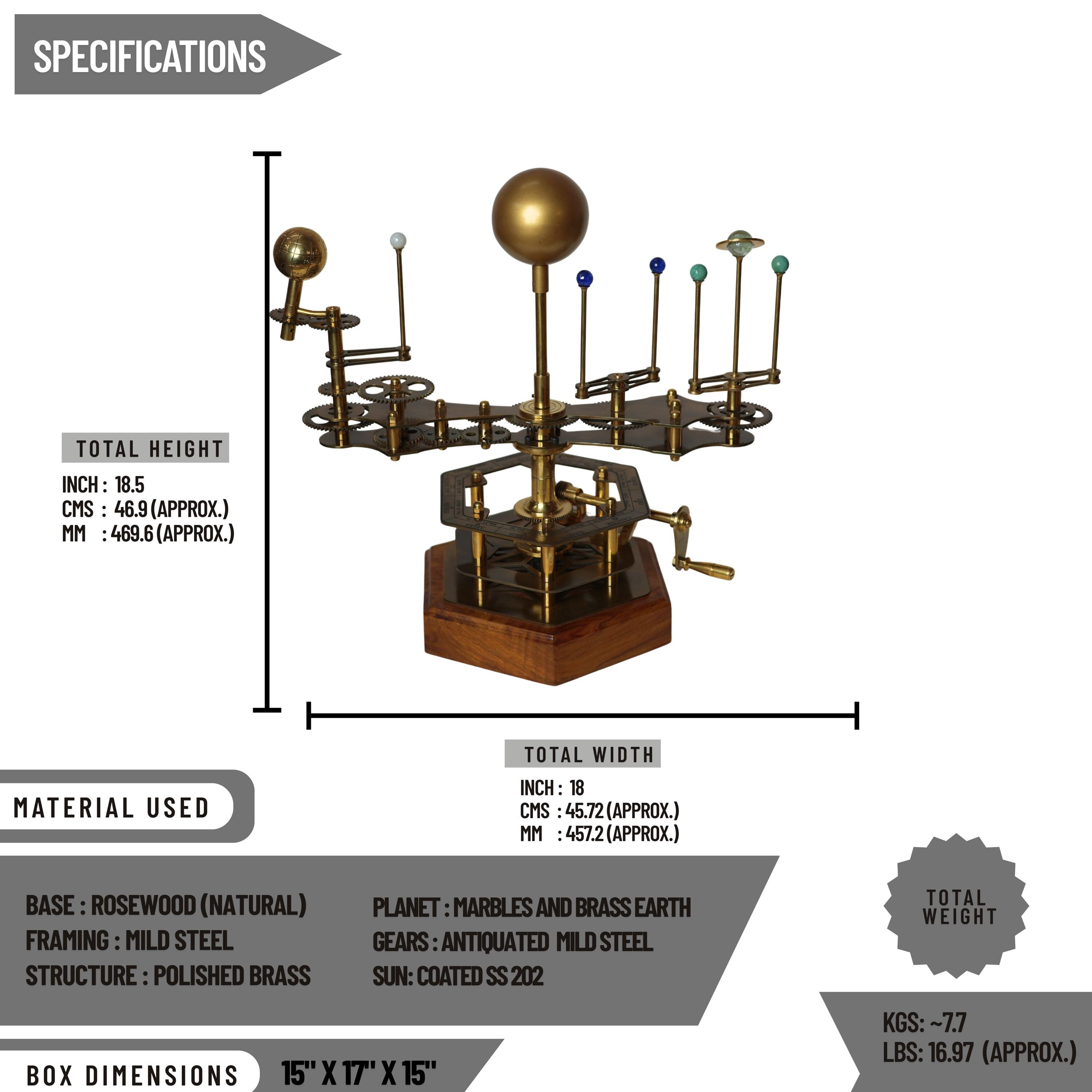 Brass Sun-Earth-Moon Tellurion, Museum Model view 5
