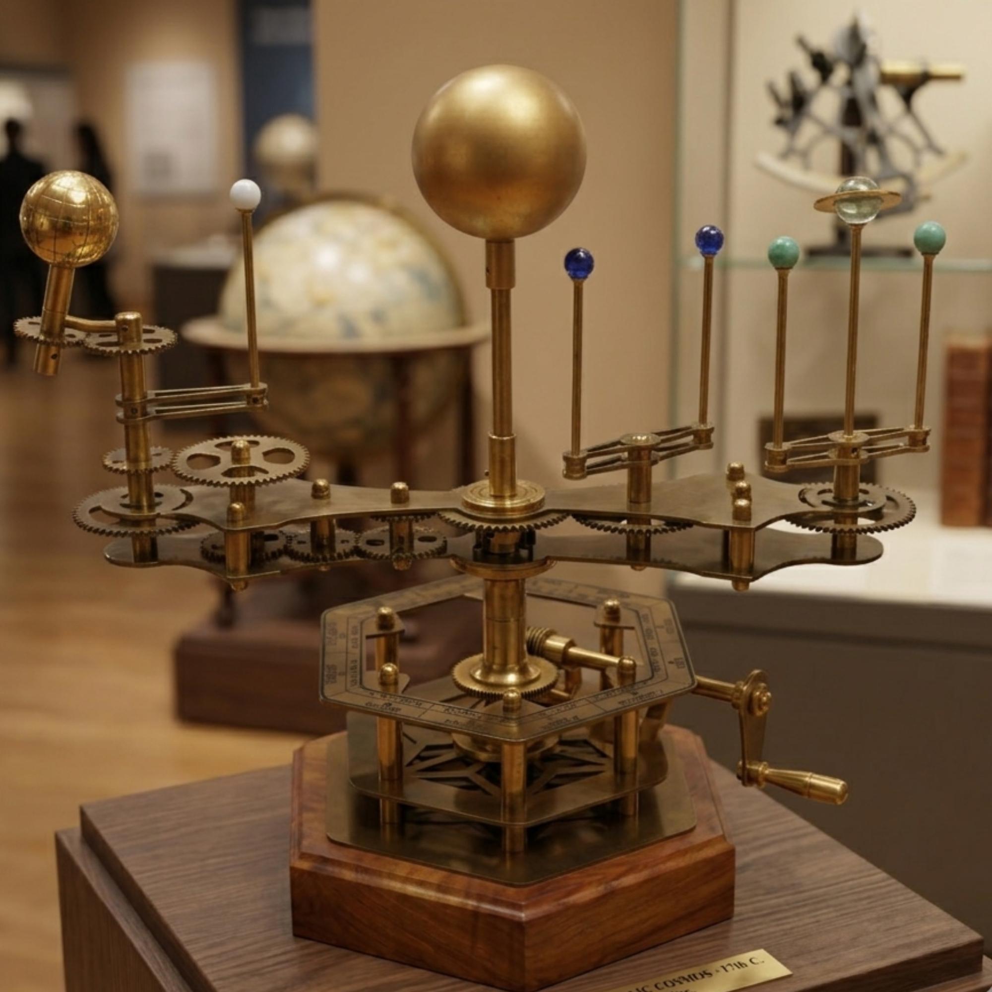 French Antique-Style Brass Orrery, Museum Model view 2
