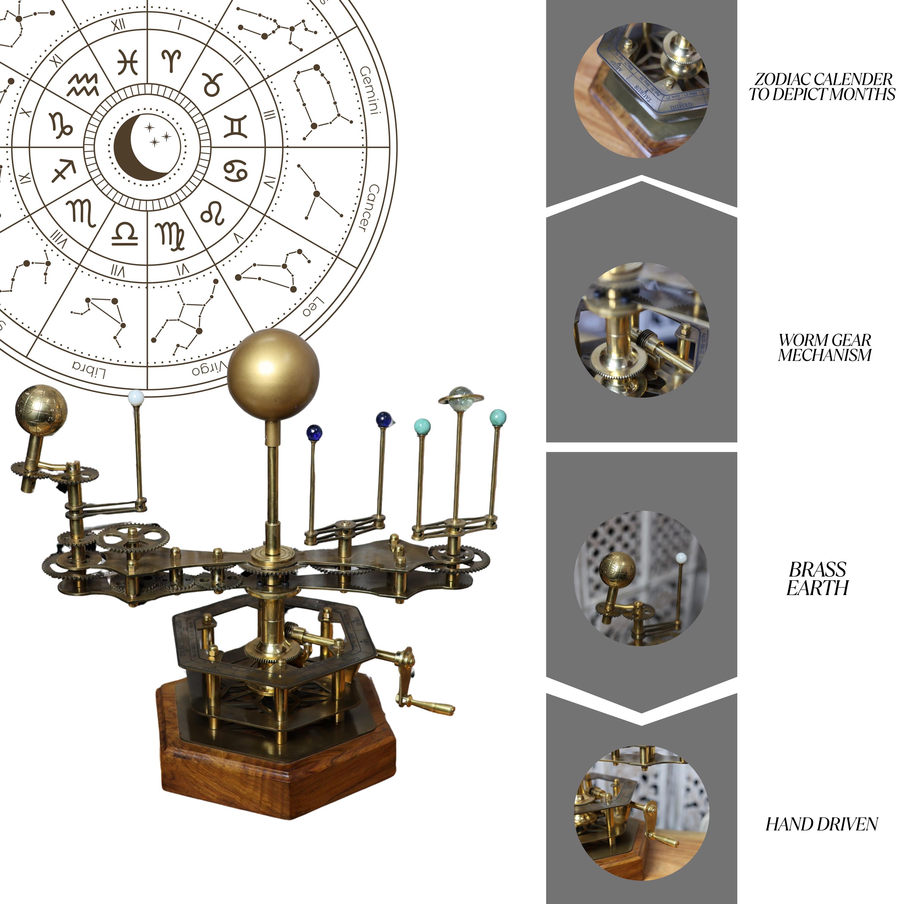 French Antique-Style Brass Orrery, Museum Model view 5
