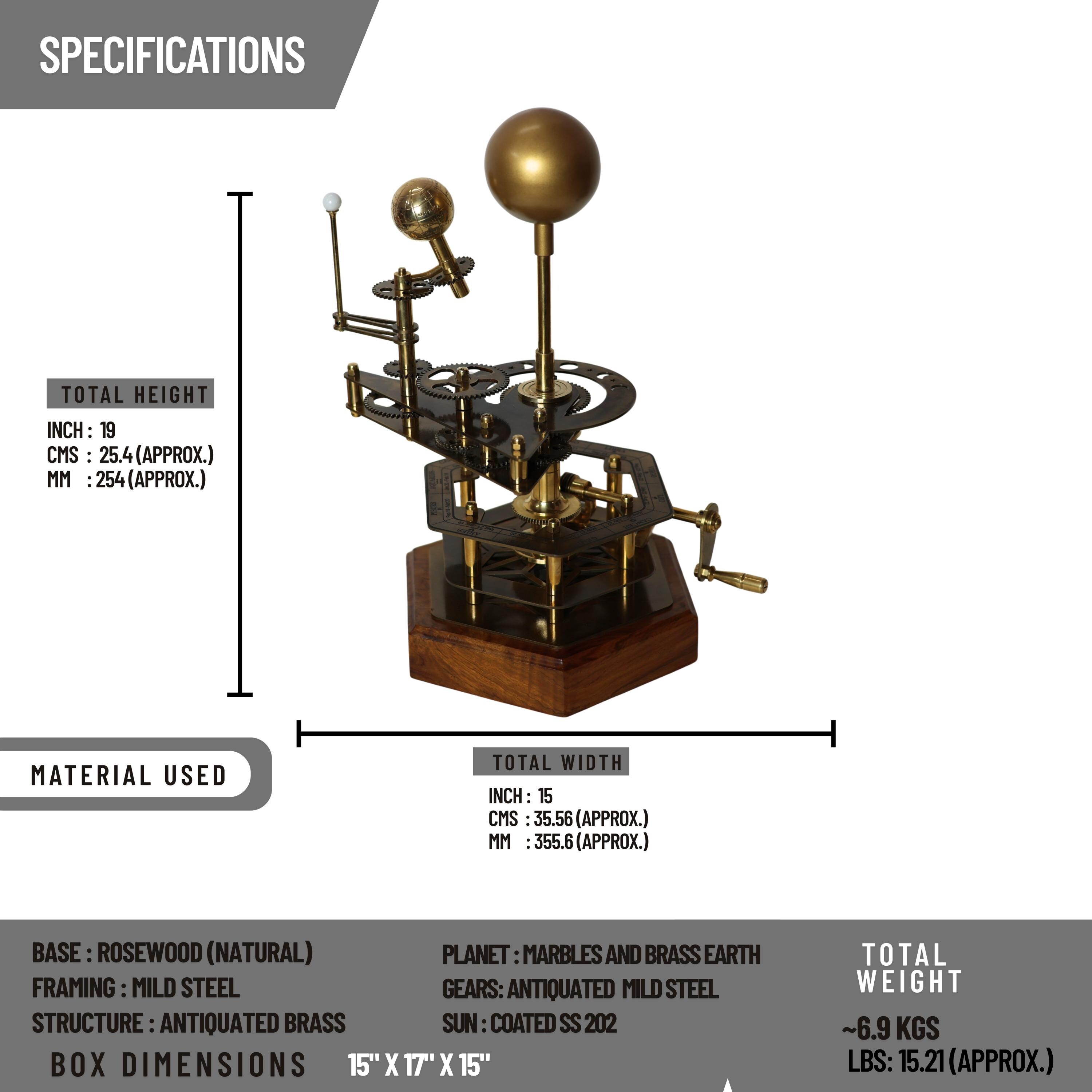 Functional Brass Solar System Orrery, Museum view 4