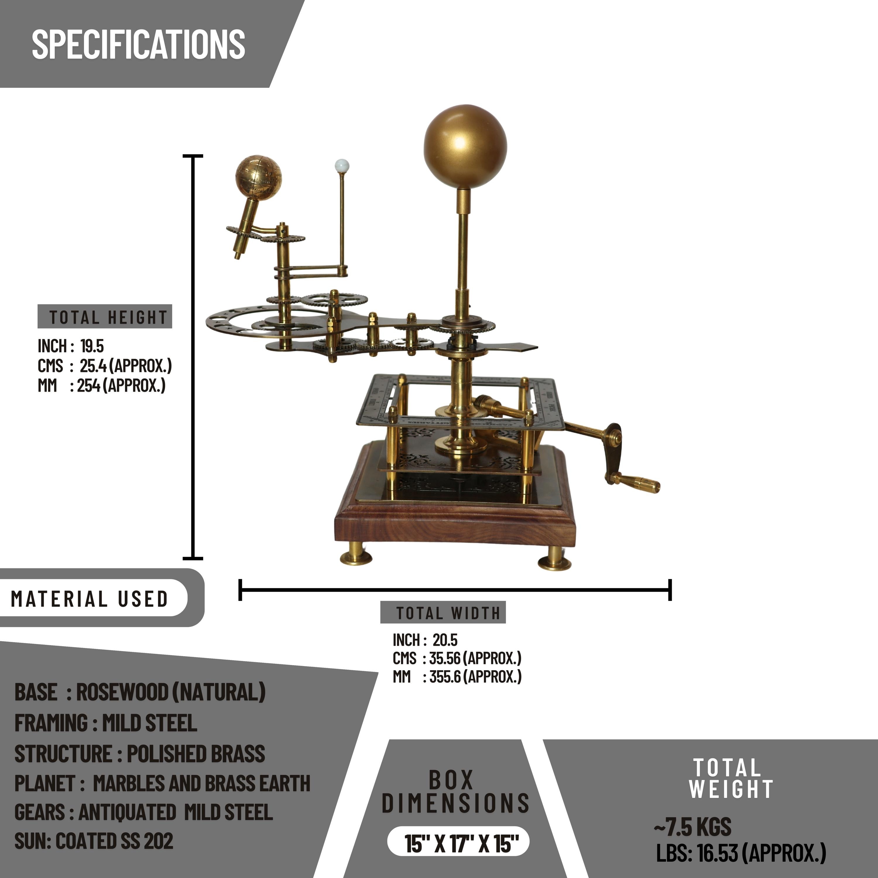 Brass Solar System Orrery, Museum Display view 2