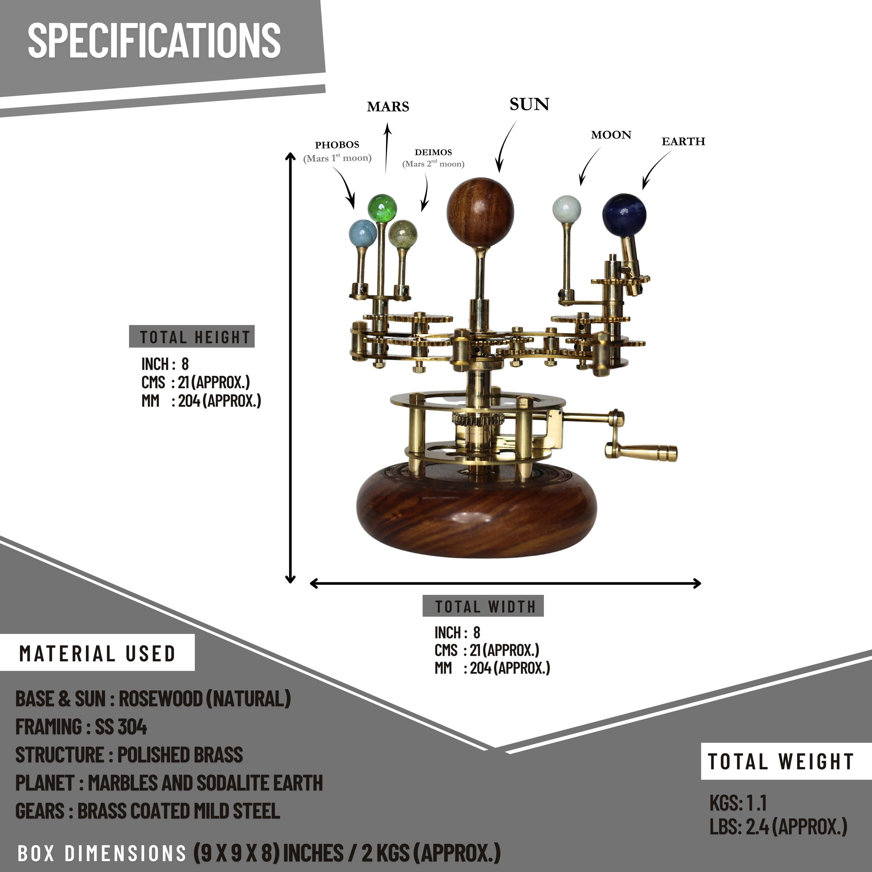 Gold-Finish Brass Orrery, Desk Model view 2