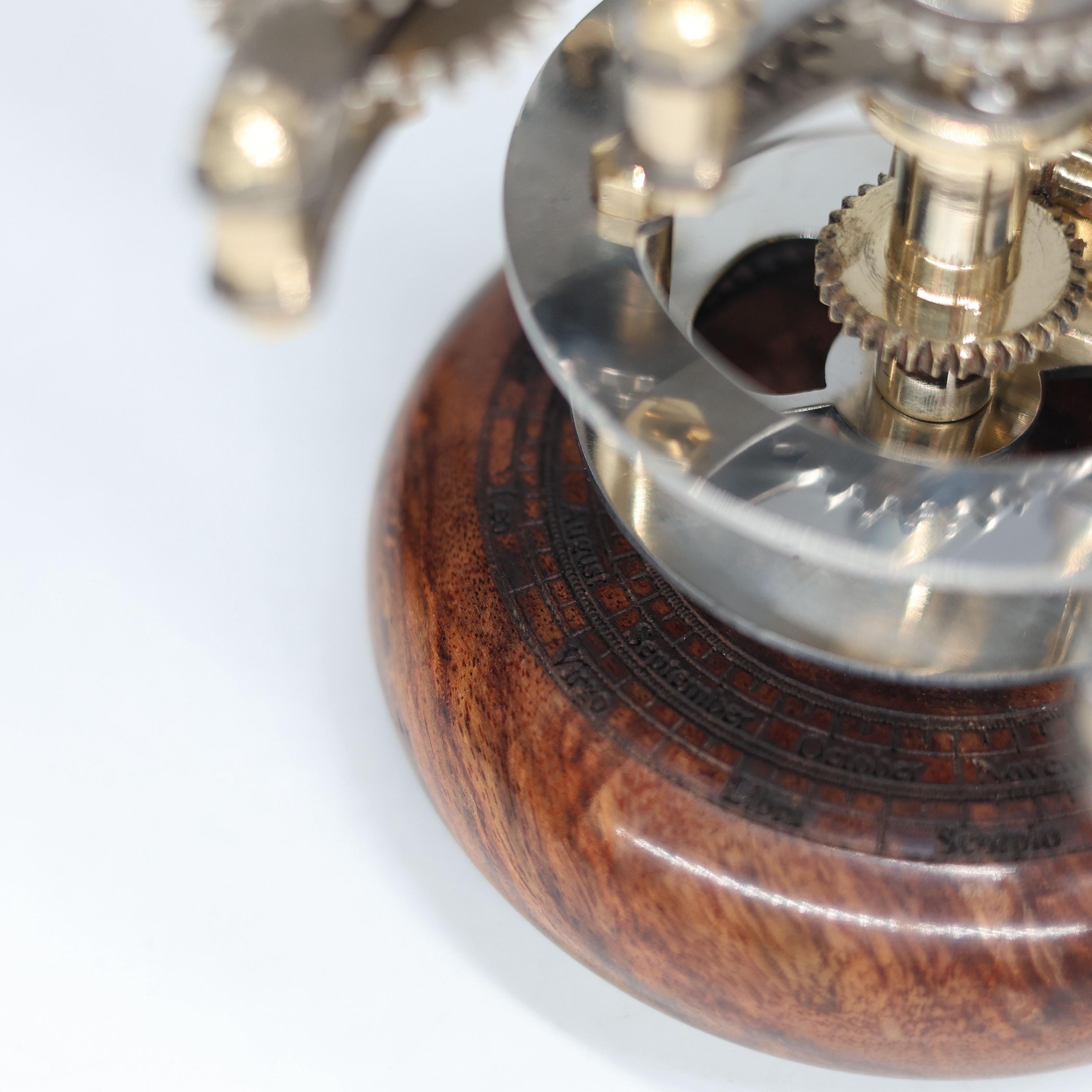 Brass Orrery with Semi-Precious Stones and Teakwood Base view 9