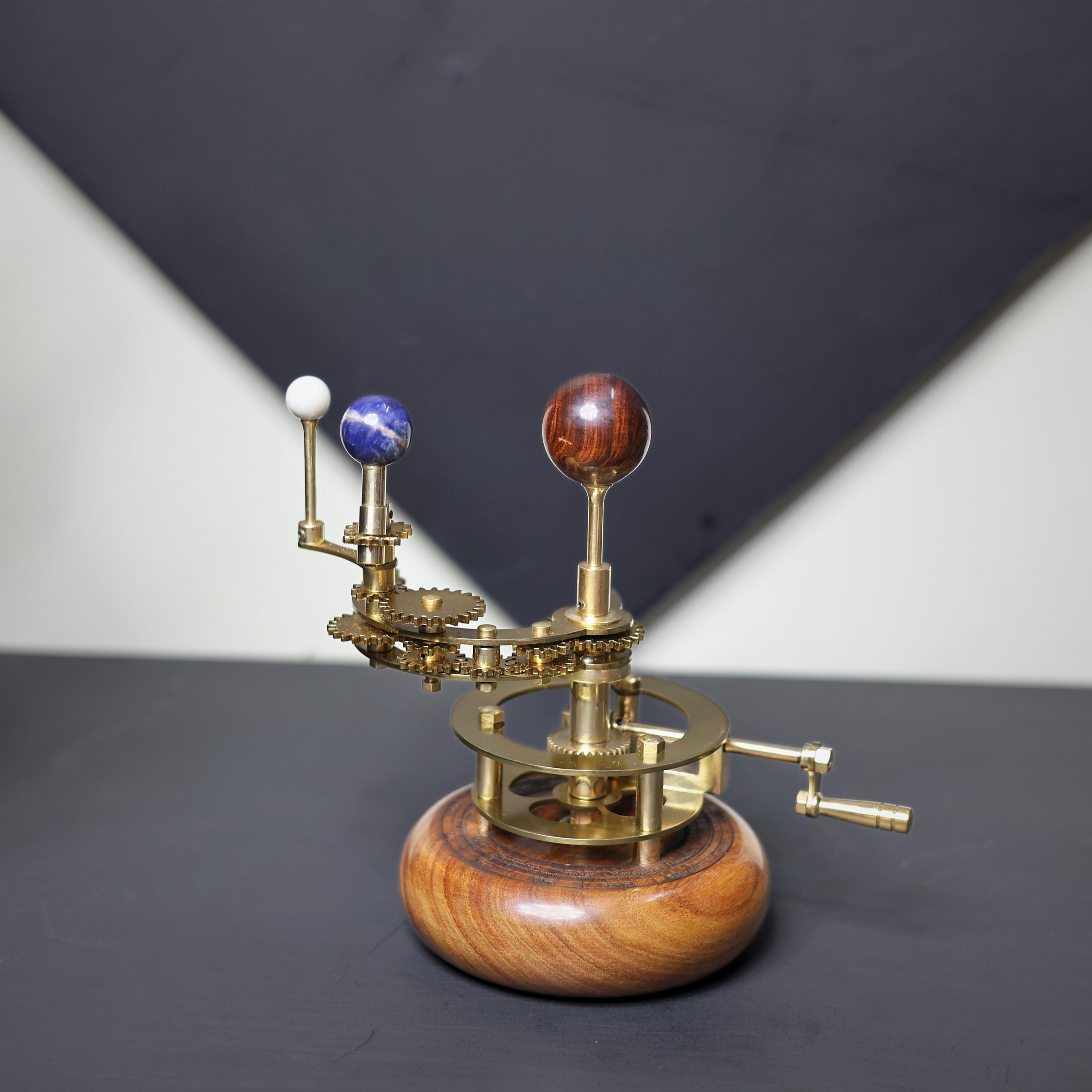 Brass Orrery with Gemstone Planets, Desk Model view 2