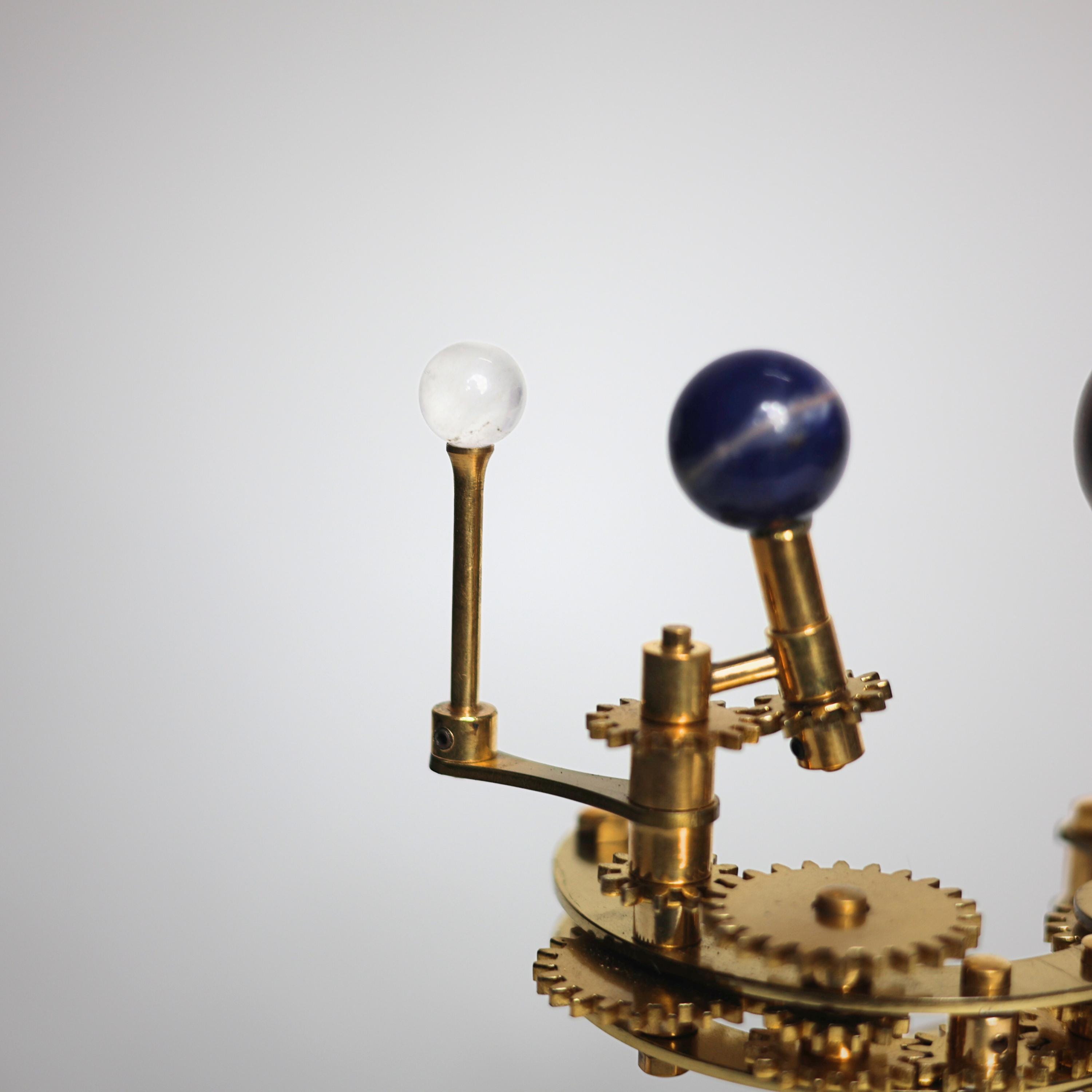 Brass Orrery with Gemstone Planets, Desk Model view 3