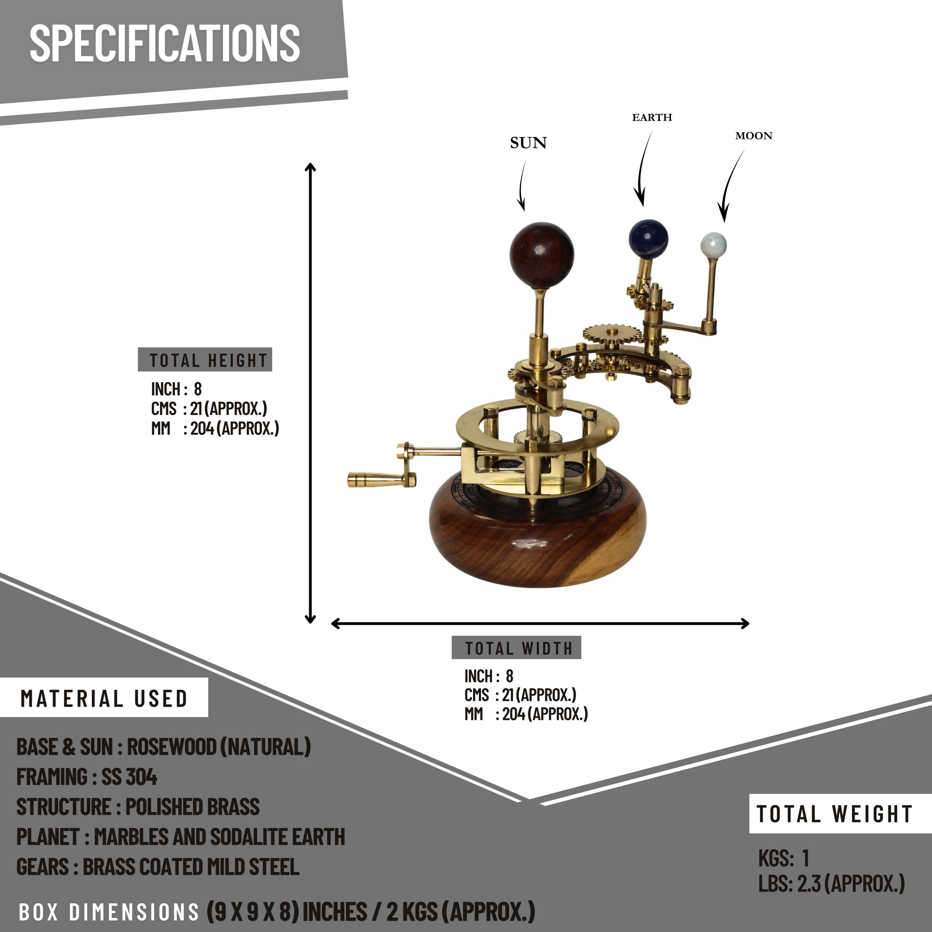 Brass Orrery with Gemstone Planets, Desk Model view 5