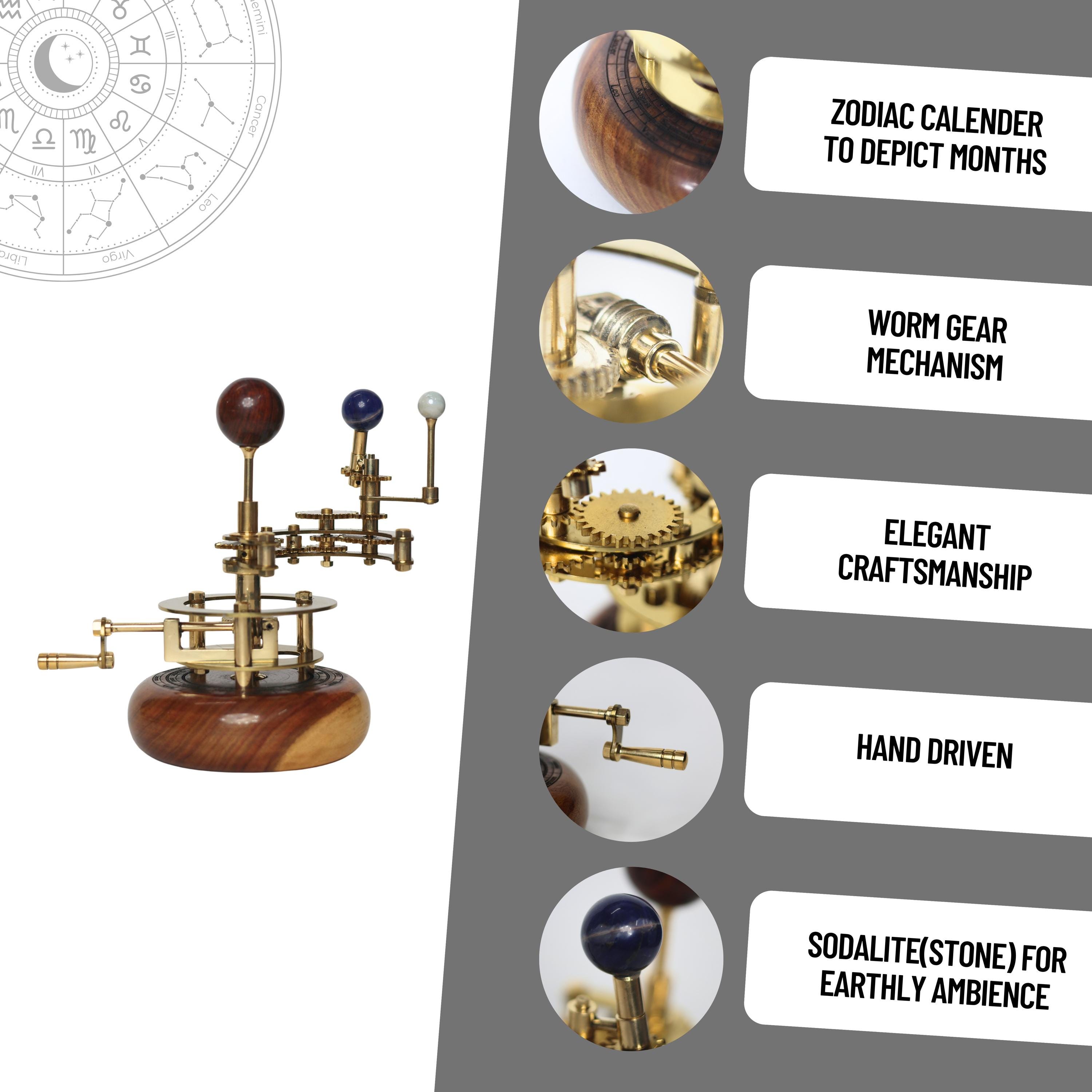 Brass Orrery with Gemstone Planets, Desk Model view 6