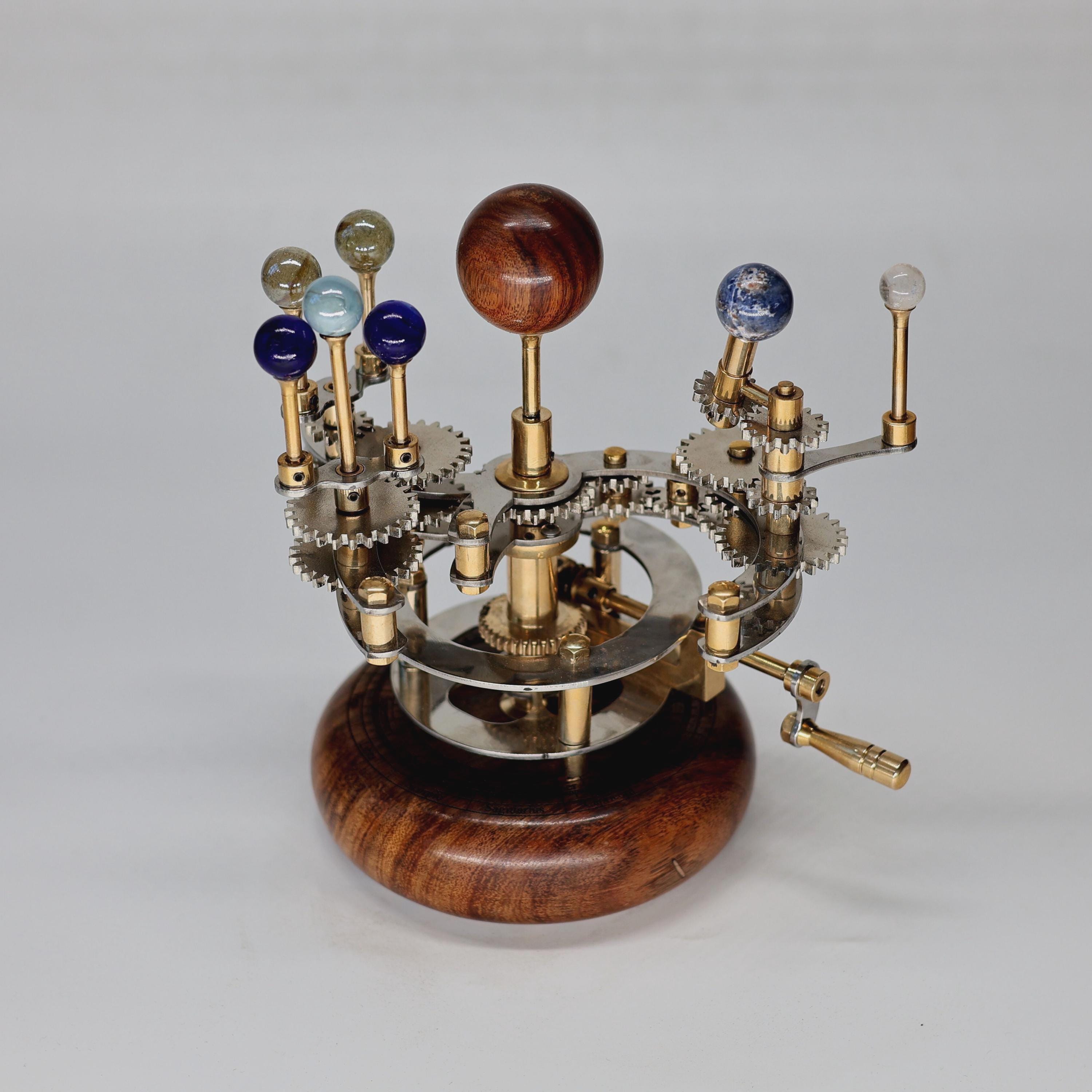 Brass Solar System Orrery, Rosewood Base view 2